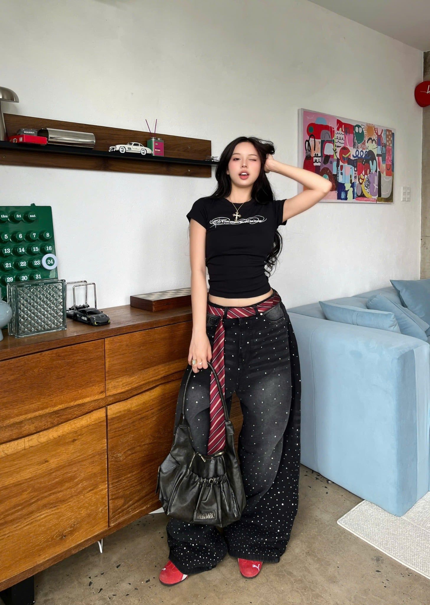  Quần jeans đính đá lấp lánh 2 mặt YIYI - KILL SYSTEM 