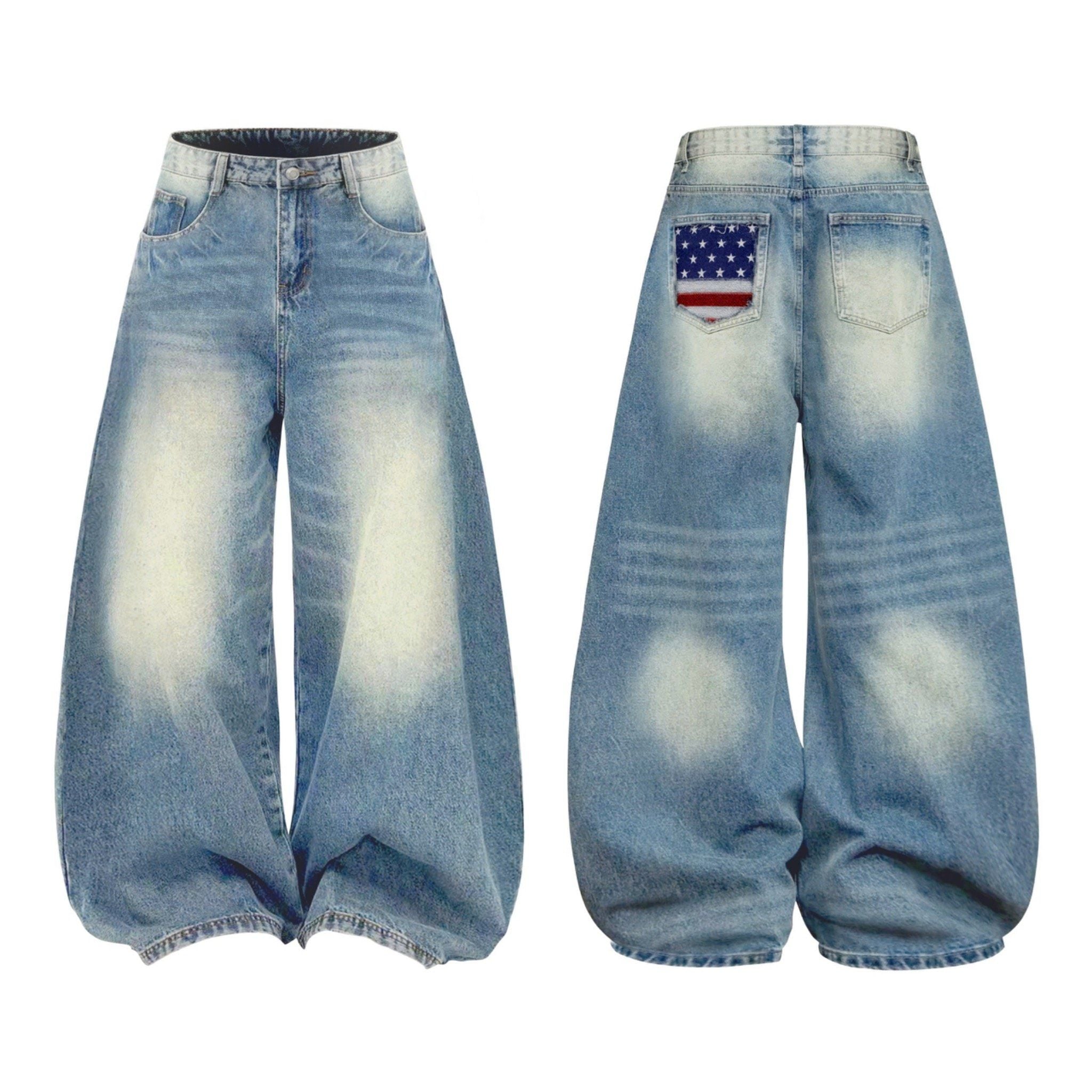  Quần jeans thêu cờ Mỹ ống rộng USA - KILLSYSTEM 