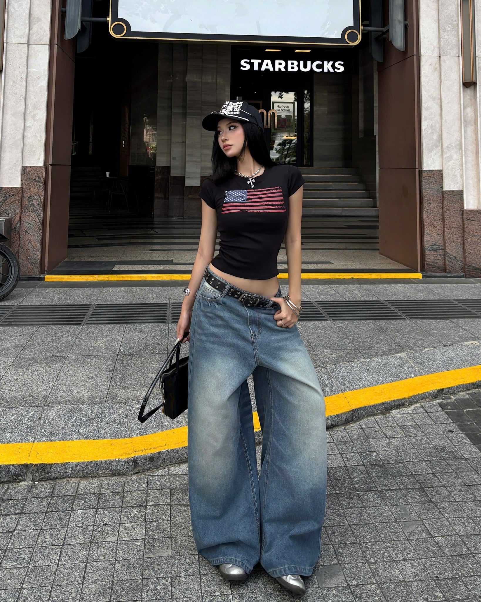  Quần jeans thêu cờ Mỹ ống rộng USA - KILLSYSTEM 