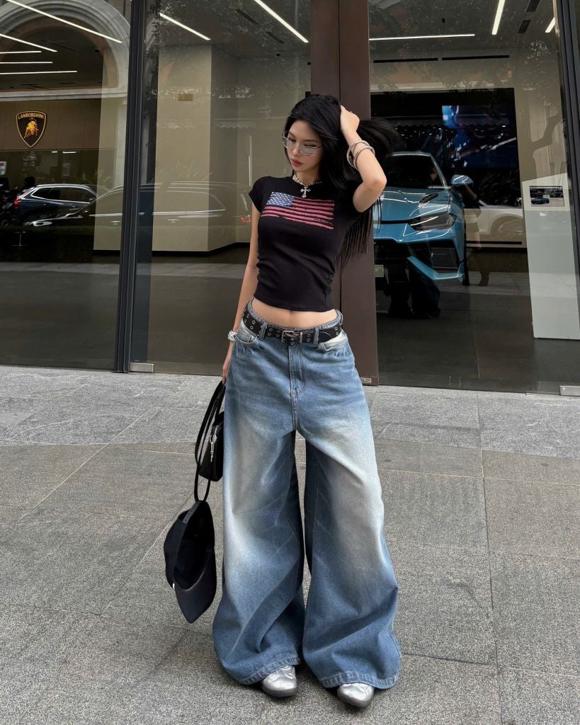  Quần jeans thêu cờ Mỹ ống rộng USA - KILLSYSTEM 