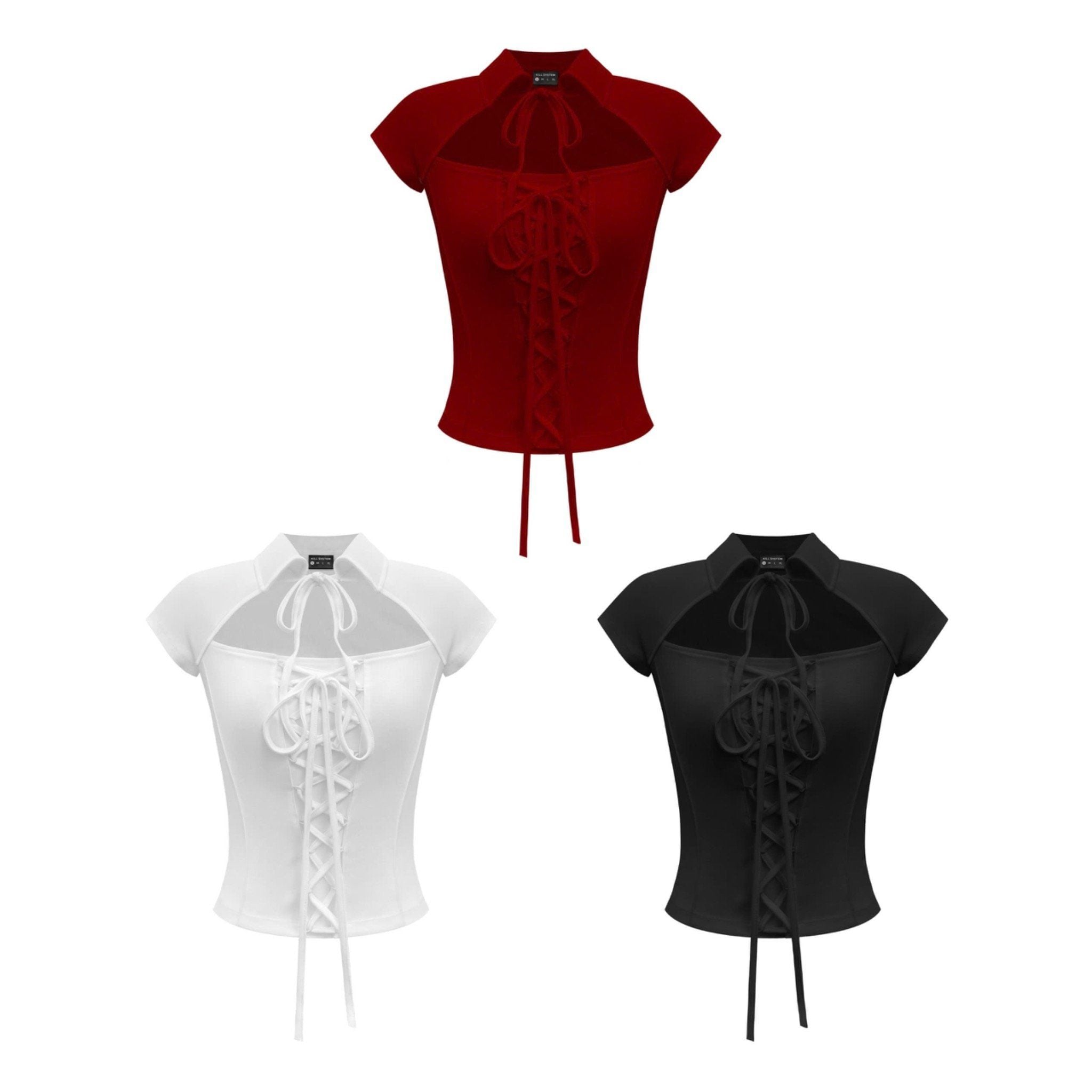  Áo kiểu khoét ngực thắt nơ ôm body tôn dáng KATSEYE - KILLSYSTEM 