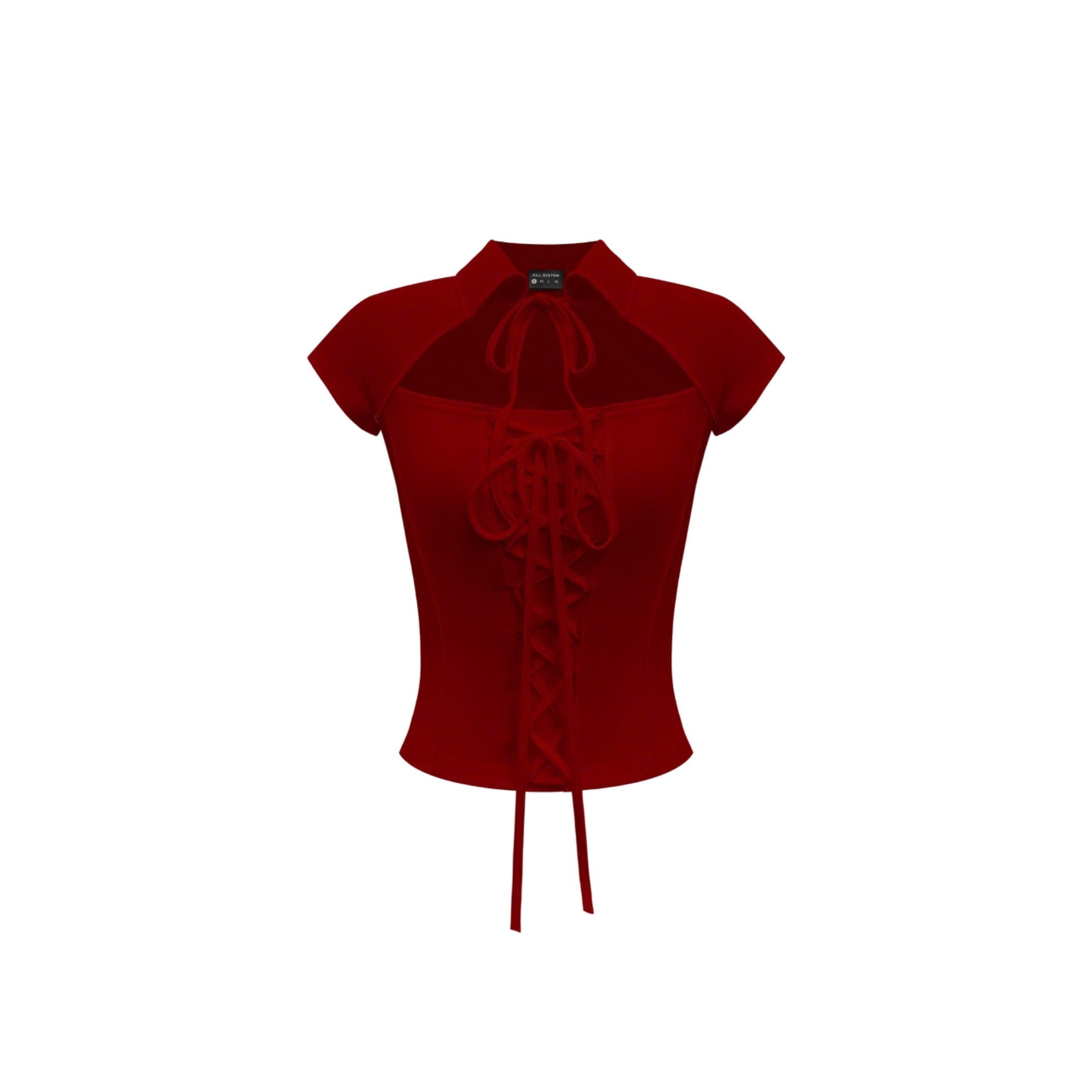  Áo kiểu khoét ngực thắt nơ ôm body tôn dáng KATSEYE - KILLSYSTEM 