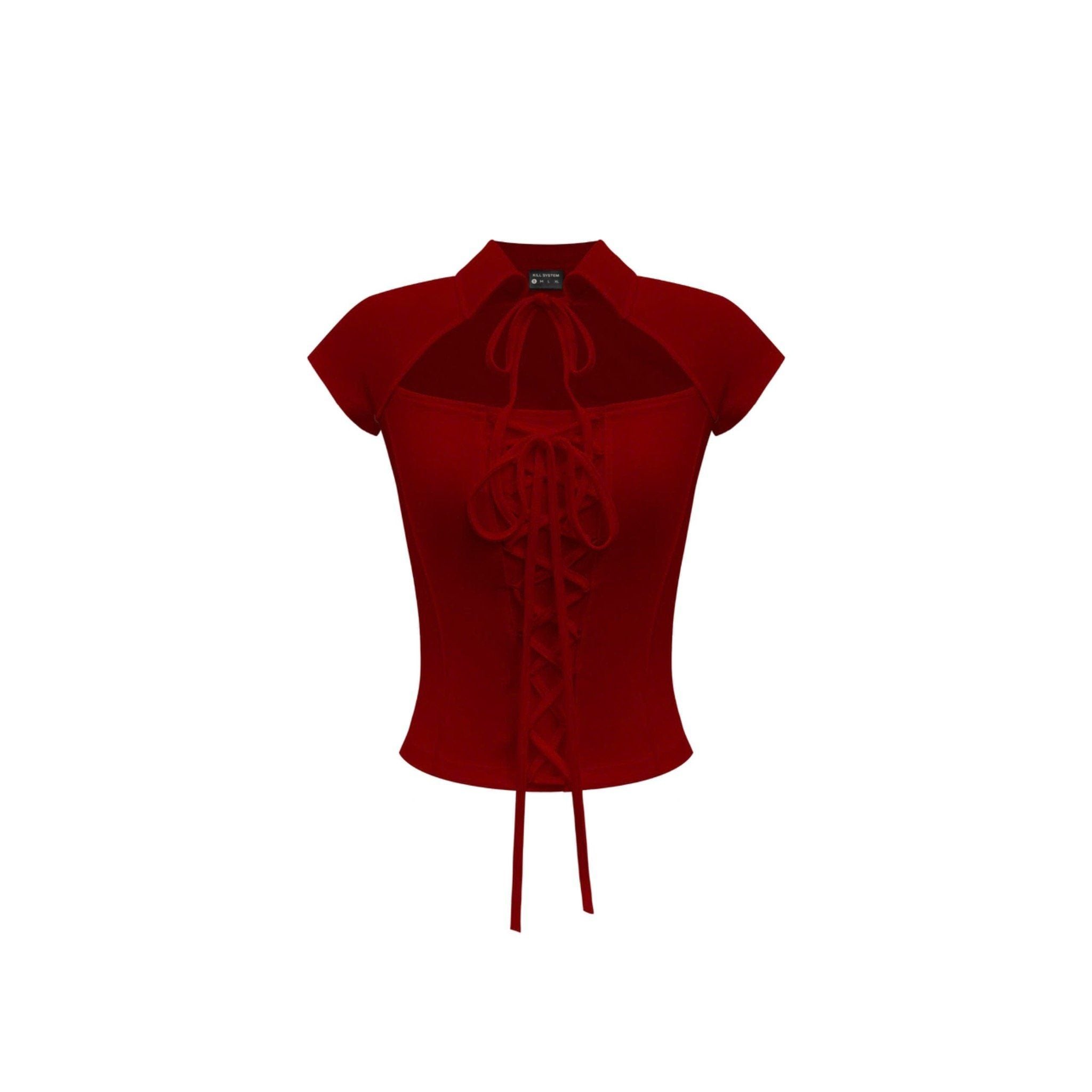  Áo kiểu khoét ngực thắt nơ ôm body tôn dáng KATSEYE - KILLSYSTEM 