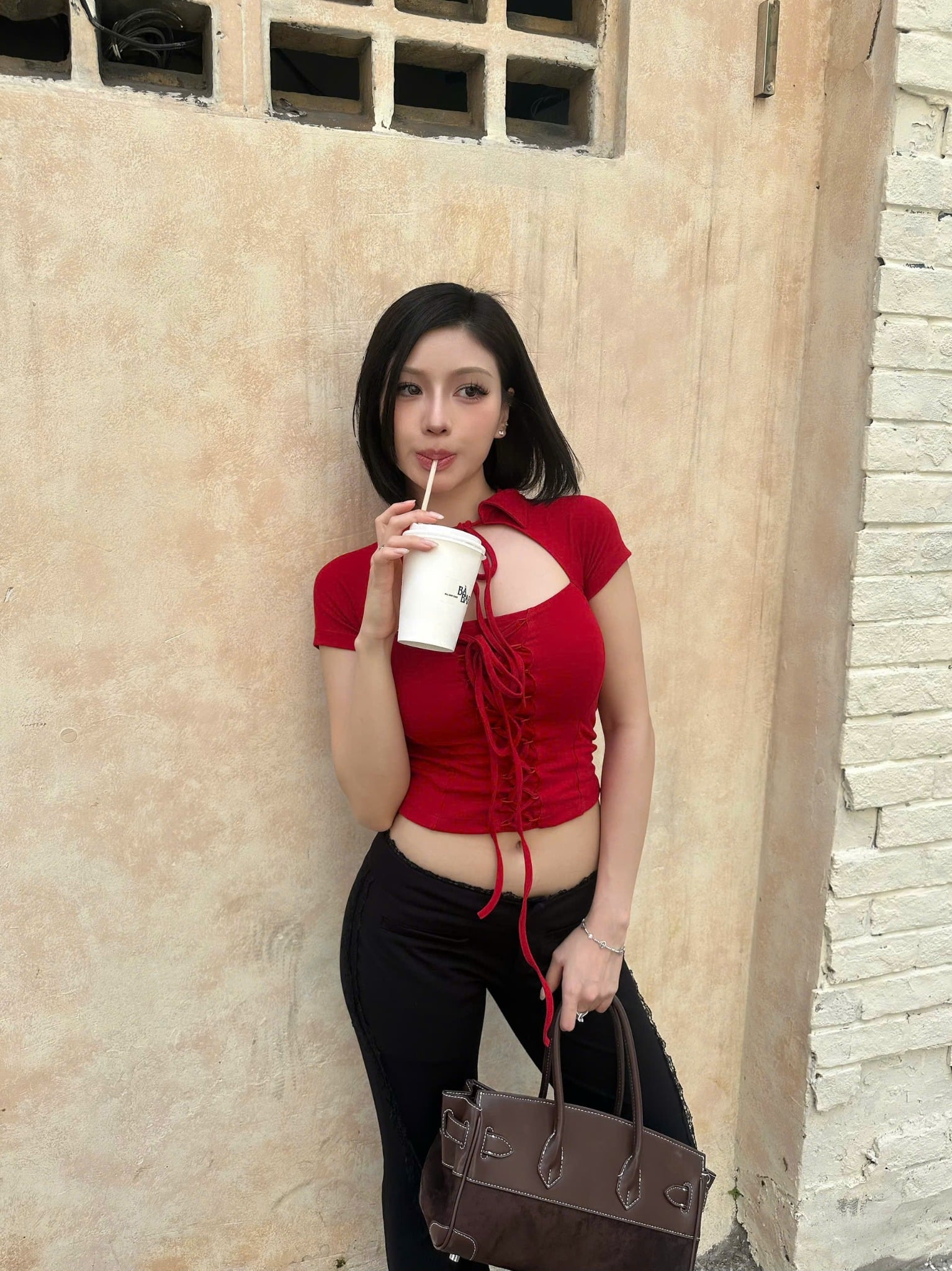  Quần ống loe dài cạp trễ phối ren tôn dáng SALDO - KILLSYSTEM 