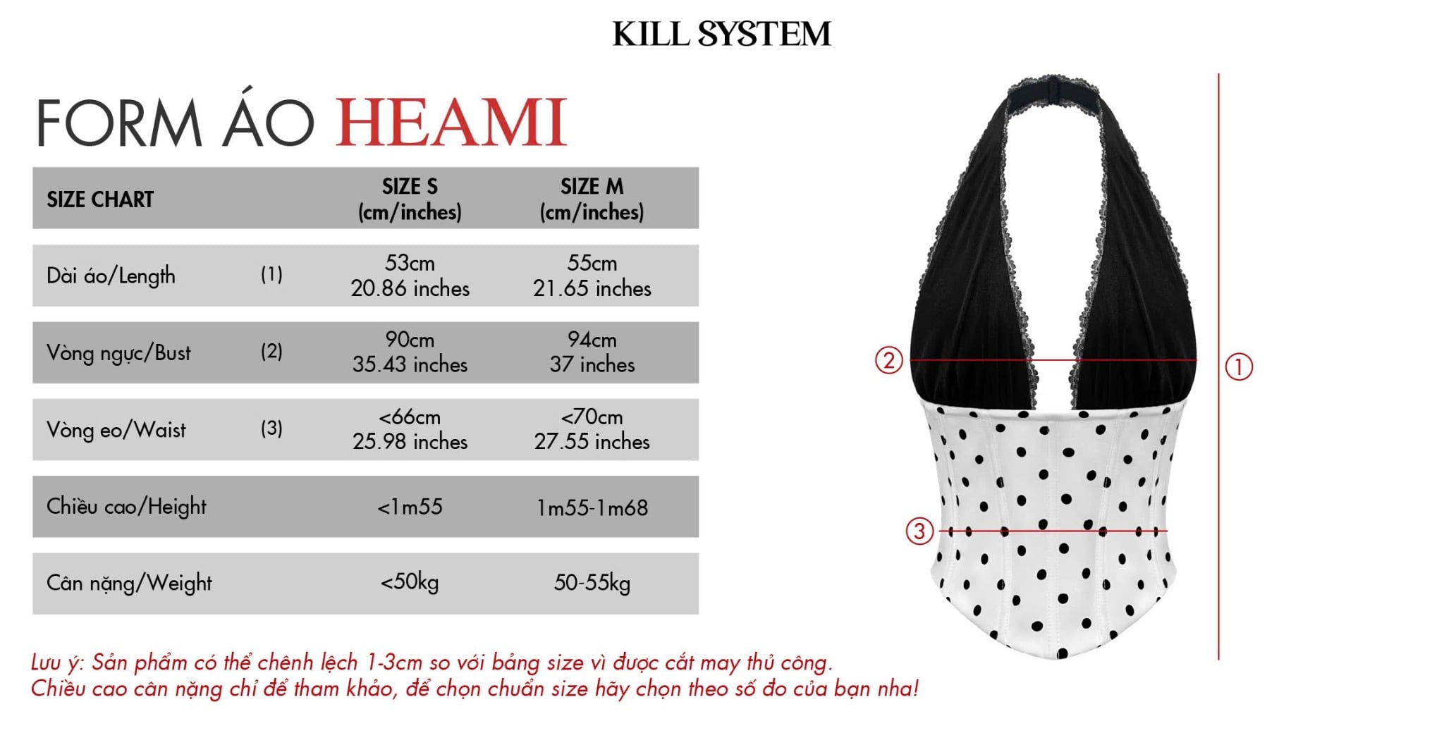  Áo corset chấm bi cổ yếm phối ren sexy tôn dáng HEAMI - KILLSYSTEM 