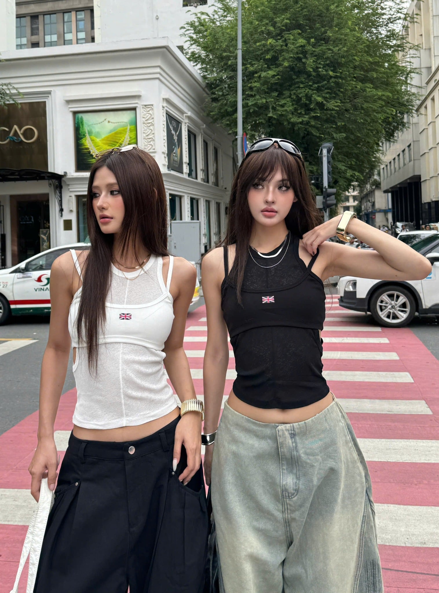  Áo ba lỗ layer hai dây khoét eo cờ Anh sexy tôn dáng YOSI - KILLSYSTEM 