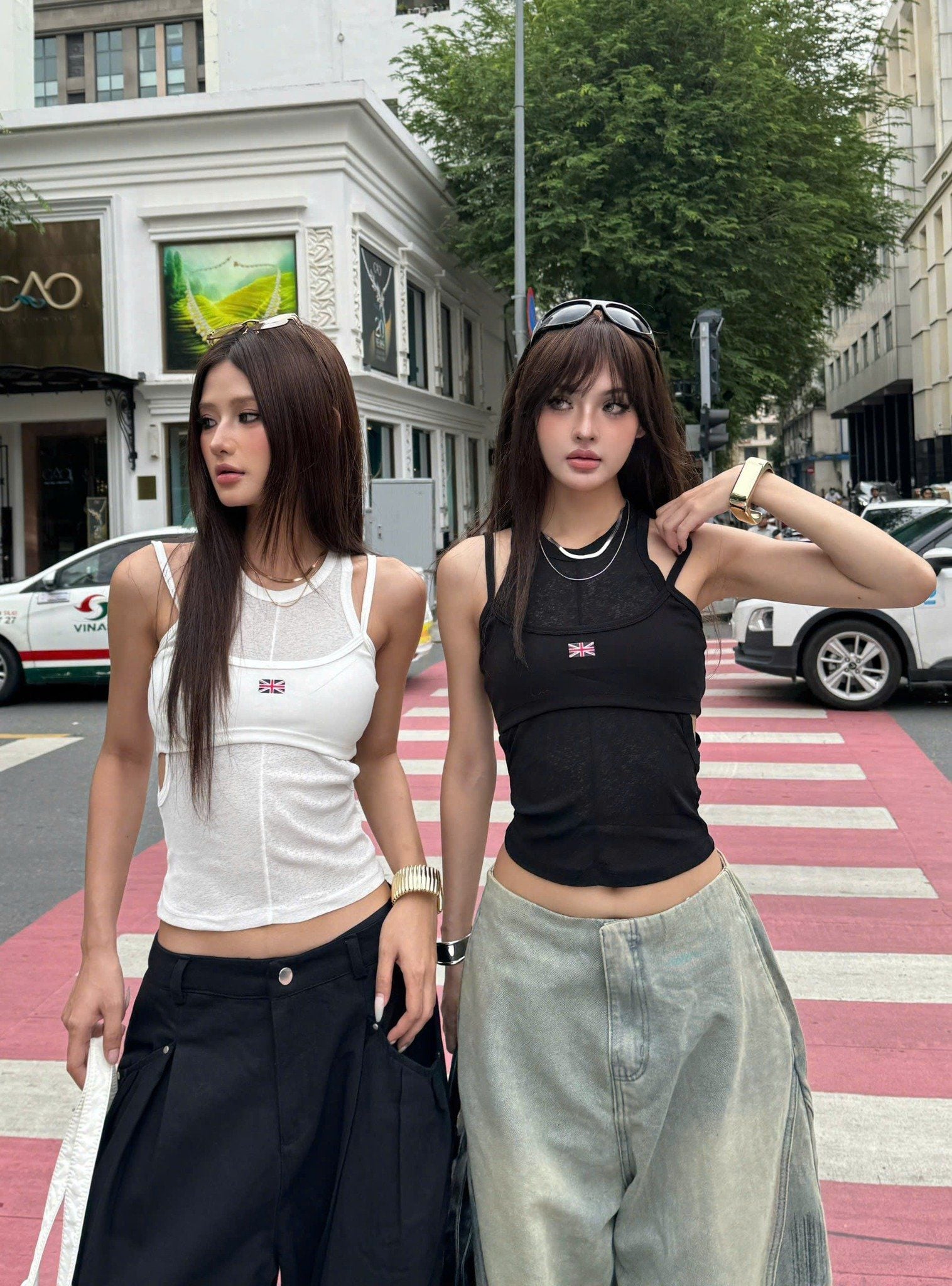  Áo ba lỗ layer hai dây khoét eo cờ Anh sexy tôn dáng YOSI - KILLSYSTEM 