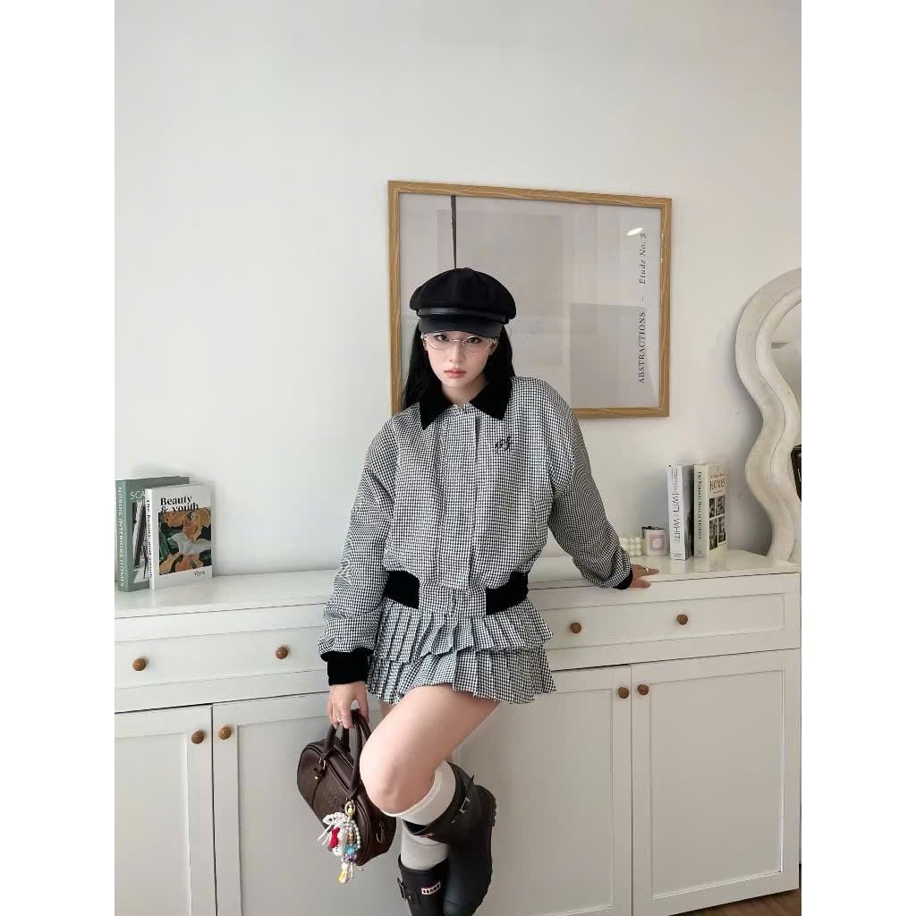  Chân váy xếp ly hai tầng sọc caro KYOMI - KILL SYSTEM 