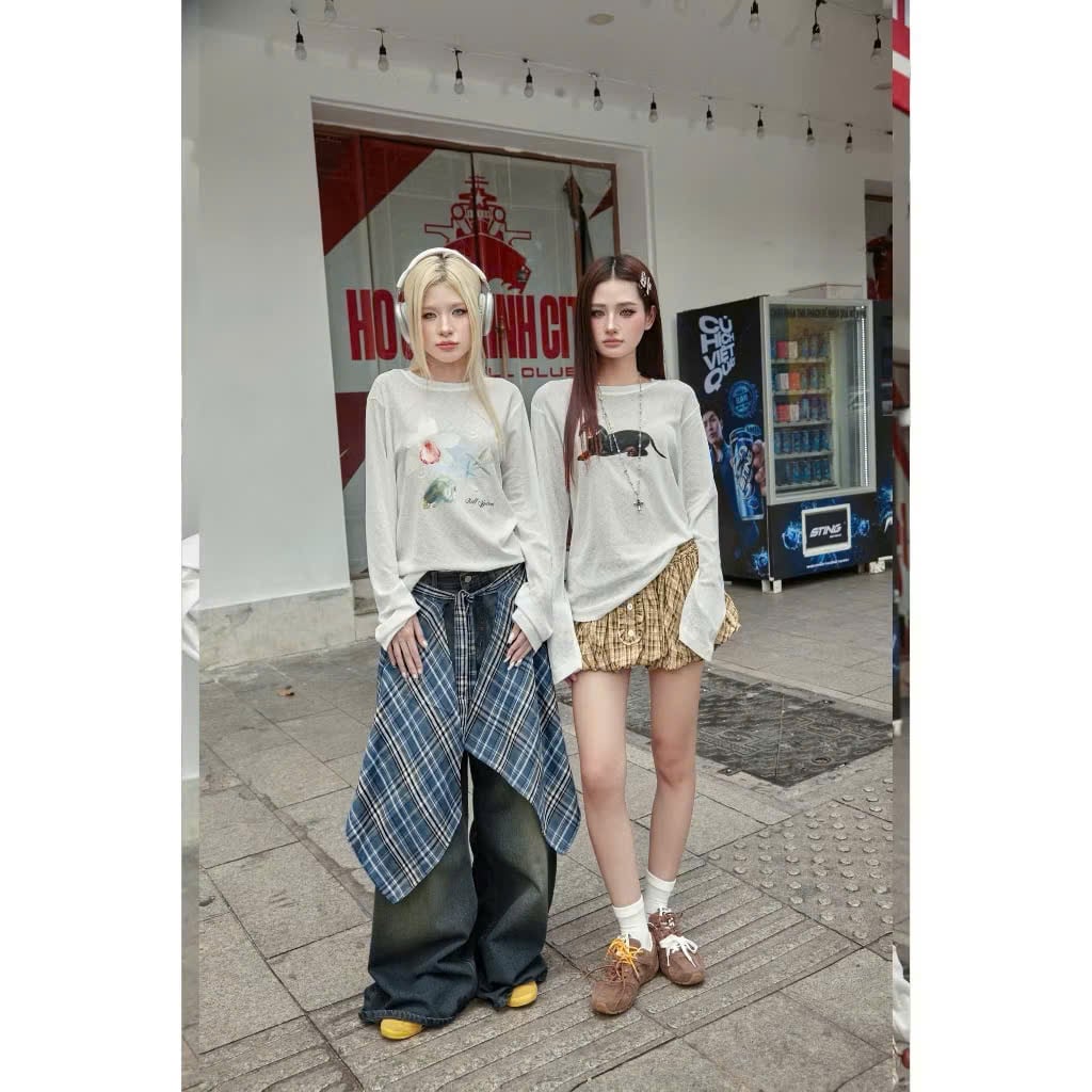  Áo thun nữ mỏng nhẹ xuyên thấu tay dài EUNBEE - KILL SYSTEM 