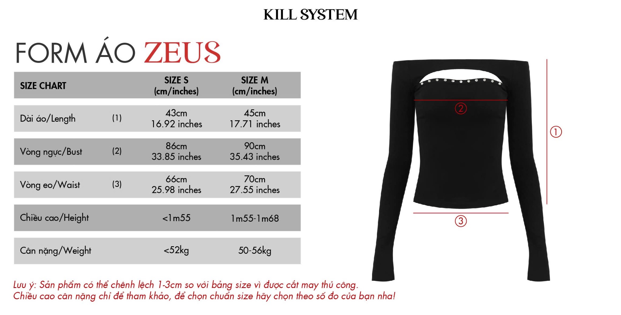  Áo thun tay dài bẹt vai khoét ngực ZUES - KILL SYSTEM 