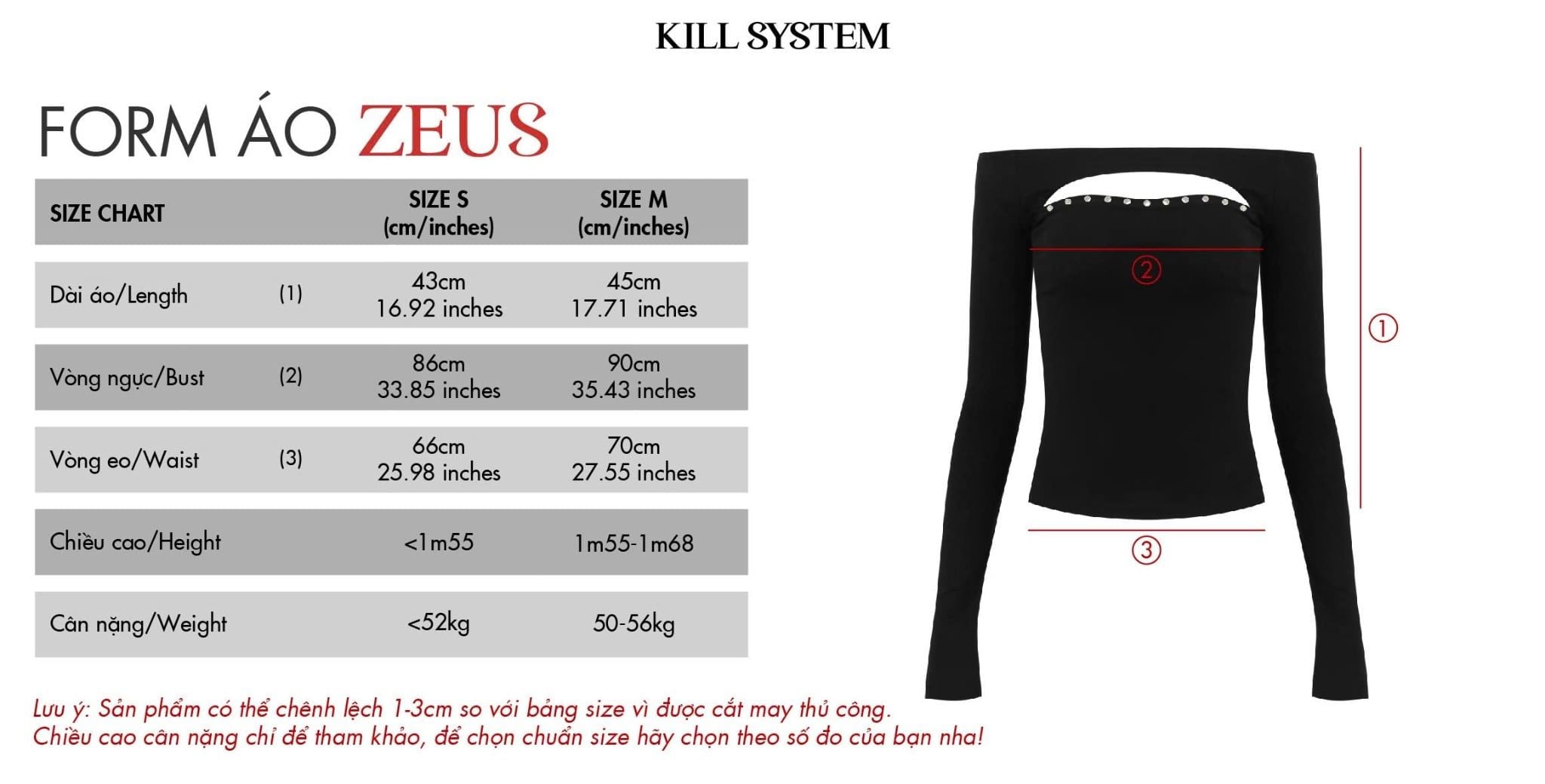  Áo thun tay dài bẹt vai khoét ngực ZUES - KILL SYSTEM 