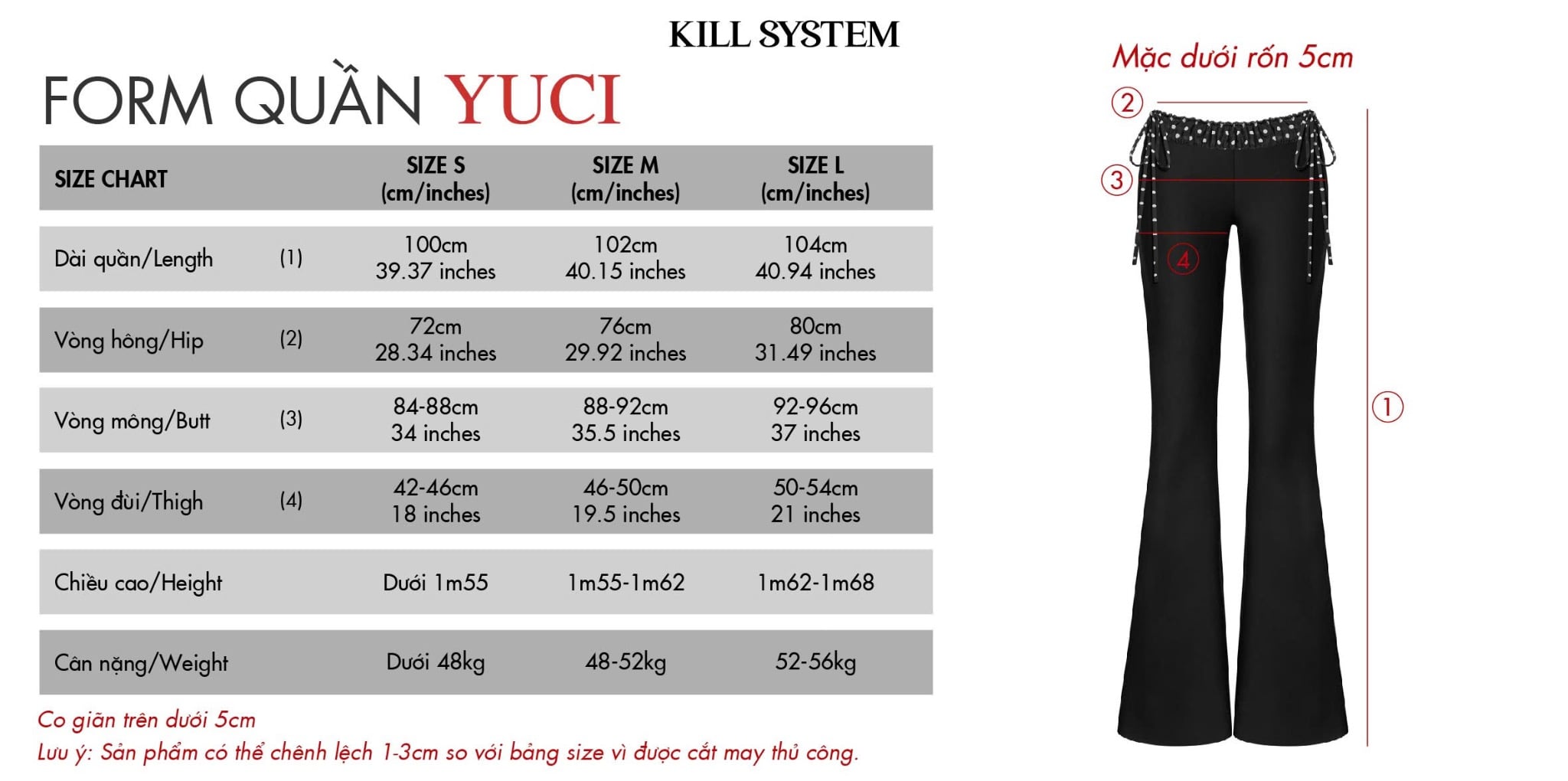 Quần ống loe chấm bi ôm body YUCI - KILLSYSTEM 