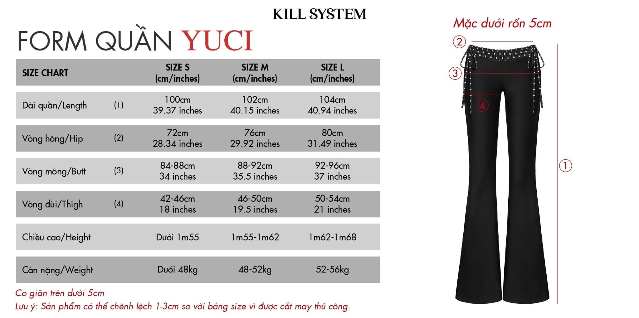  Quần ống loe chấm bi ôm body YUCI - KILLSYSTEM 