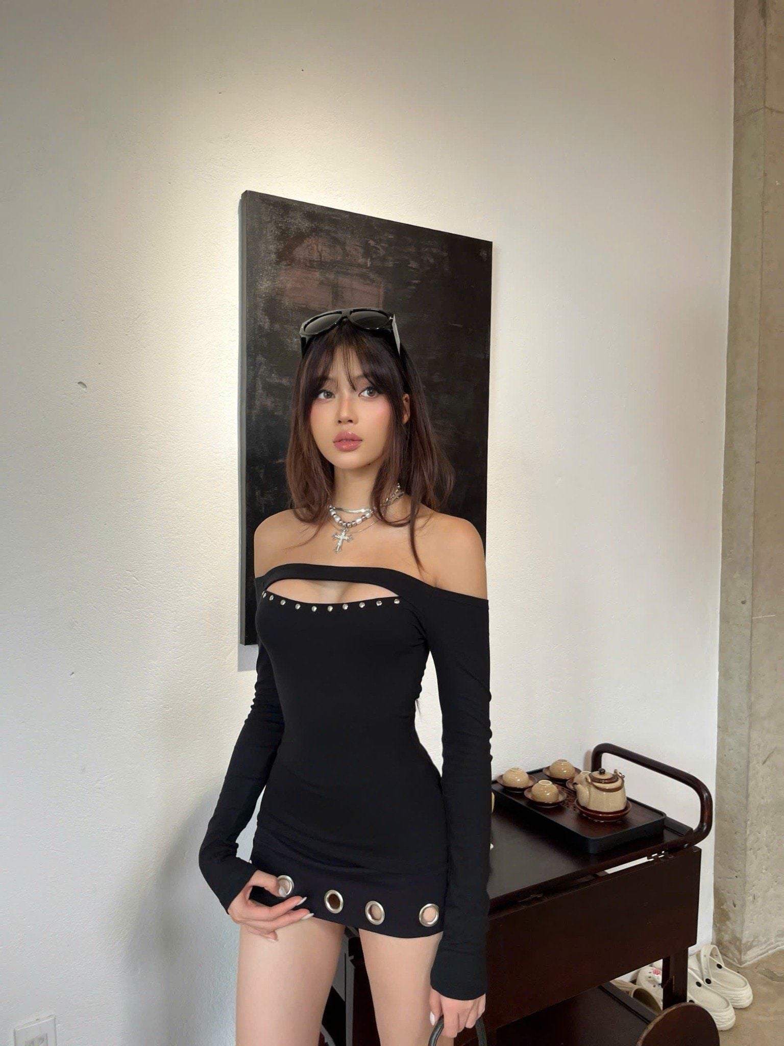  Áo thun tay dài bẹt vai khoét ngực ZUES - KILL SYSTEM 