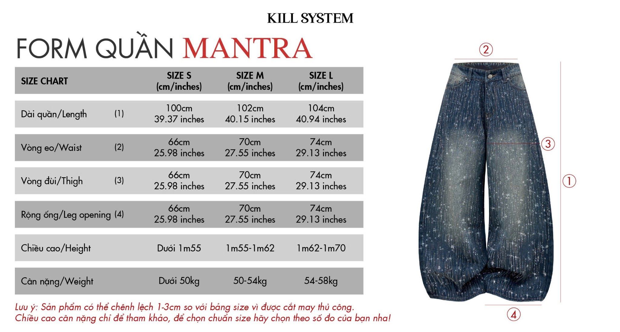  Quần jeans đính đá siêu lấp lánh MANTRA - KILLSYSTEM 