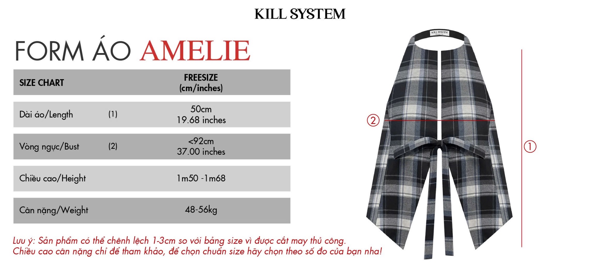  Áo yếm caro cột nơ hở lưng quyến rũ AMELIE - KILLSYSTEM 