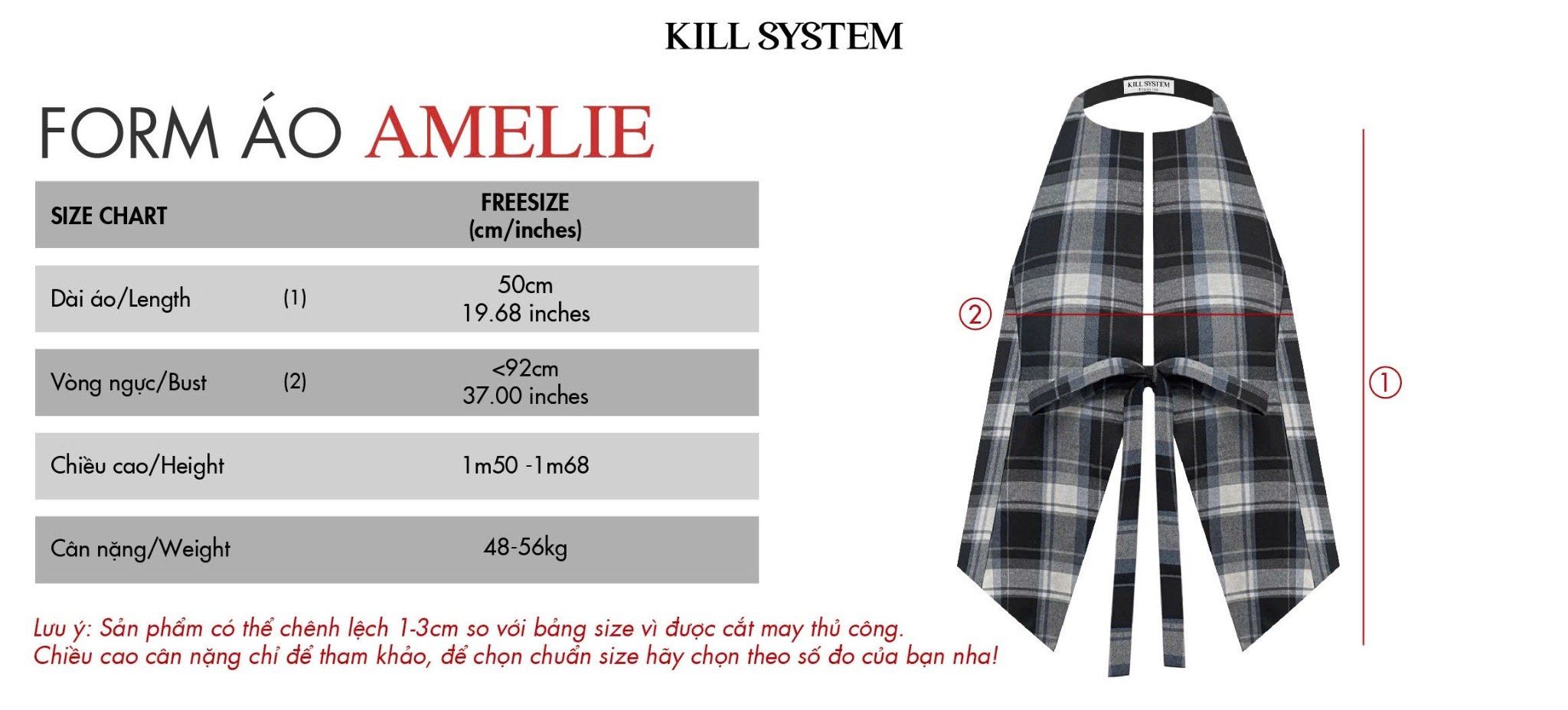  Áo yếm caro cột nơ hở lưng quyến rũ AMELIE - KILLSYSTEM 