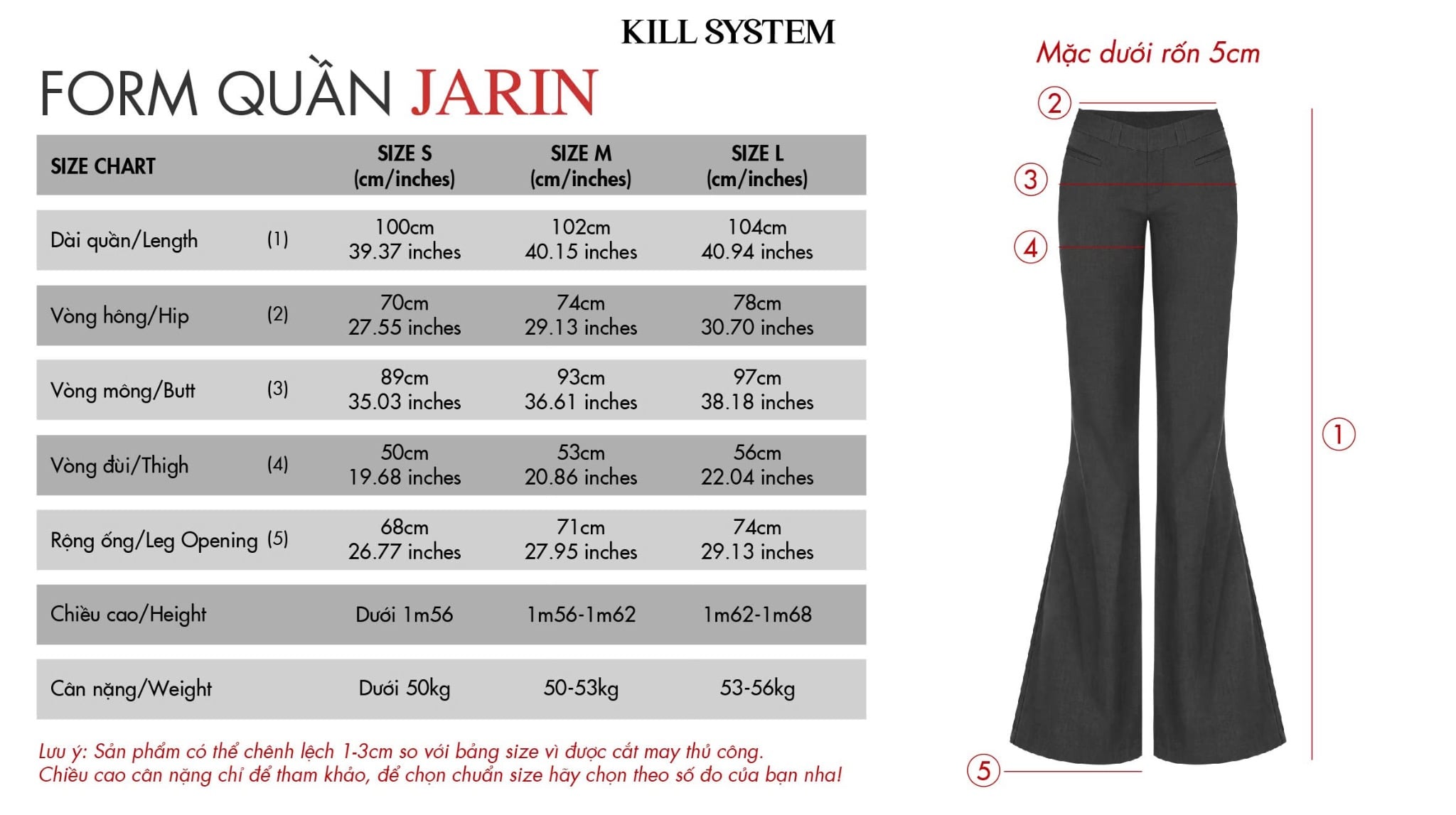  Quần ống loe dài cạp trễ tôn dáng JARIN - KILLSYSTEM 