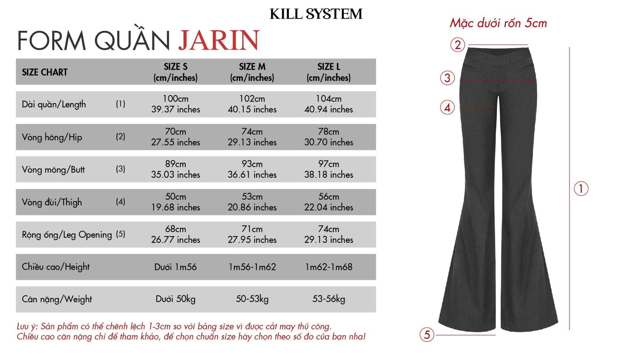  Quần ống loe dài cạp trễ tôn dáng JARIN - KILLSYSTEM 