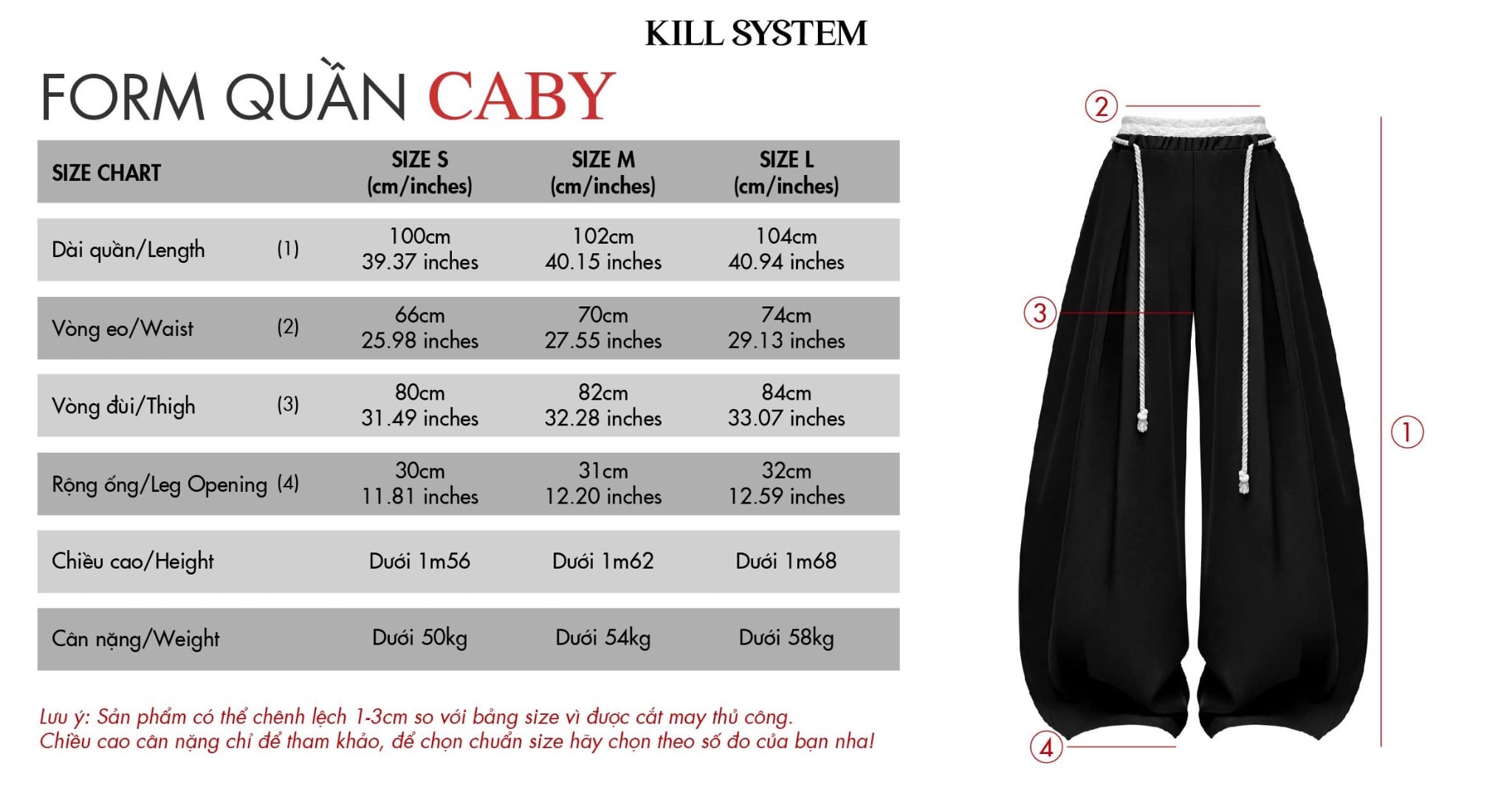  Quần tây ống rộng phối ren kèm dây đeo CABY - KILLSYSTEM 