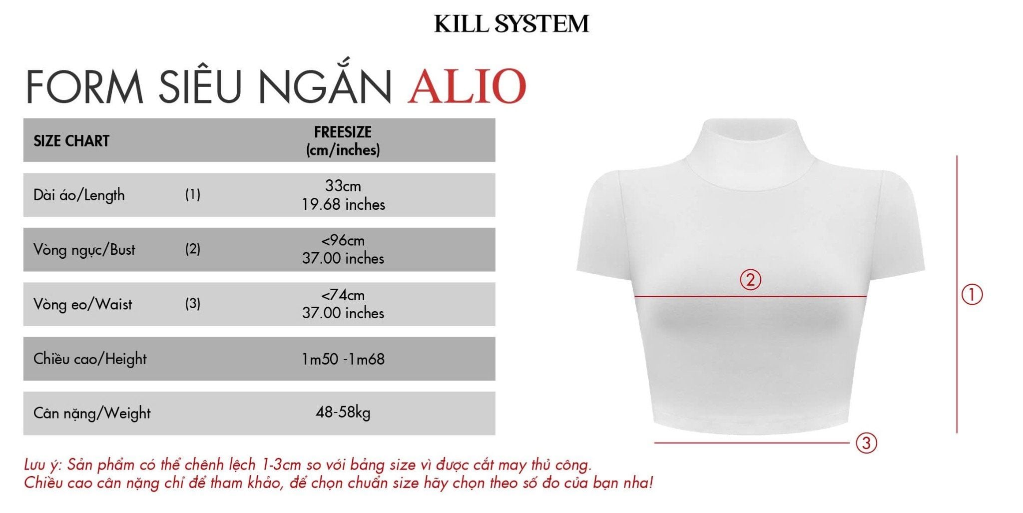  Áo thun croptop cổ lọ siêu ngắn ALIO - KILLSYSTEM 