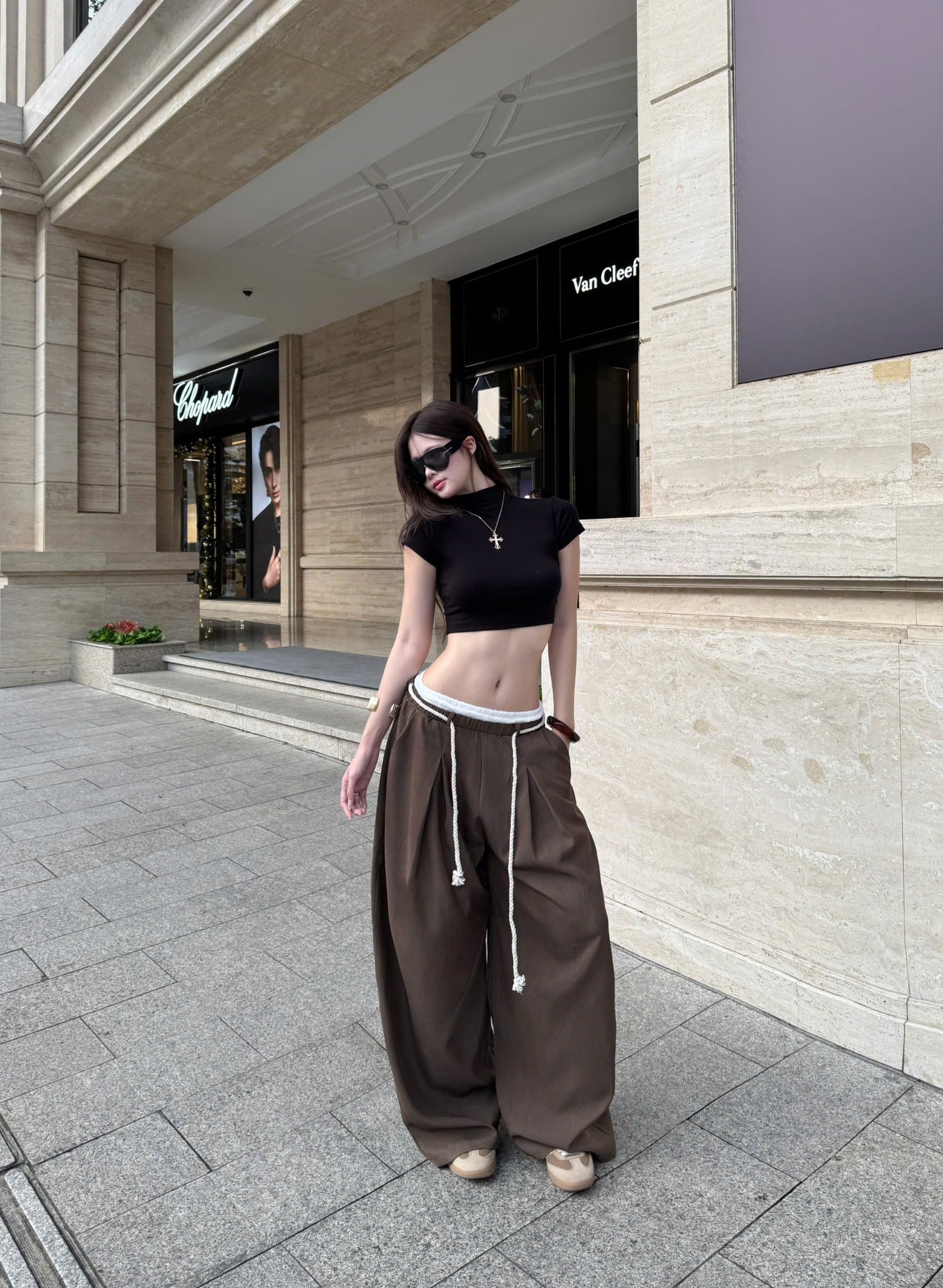  Quần tây ống rộng phối ren kèm dây đeo CABY - KILLSYSTEM 