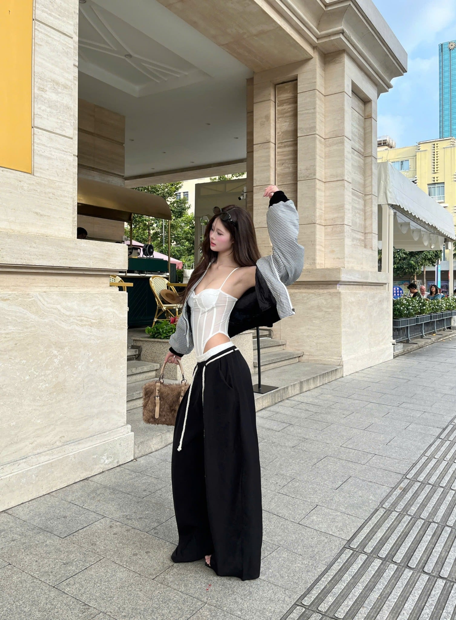  Quần tây ống rộng phối ren kèm dây đeo CABY - KILLSYSTEM 