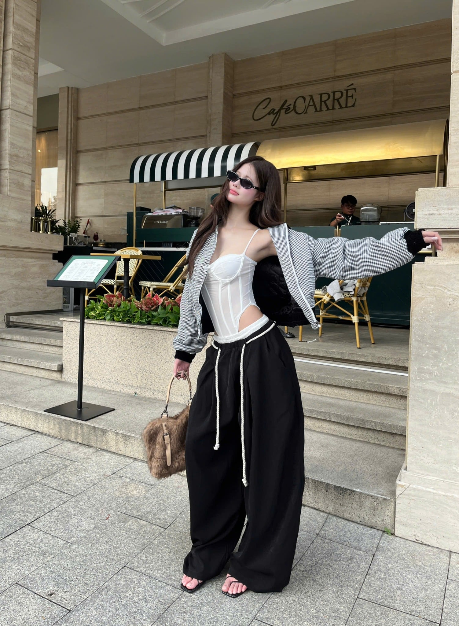  Quần tây ống rộng phối ren kèm dây đeo CABY - KILLSYSTEM 