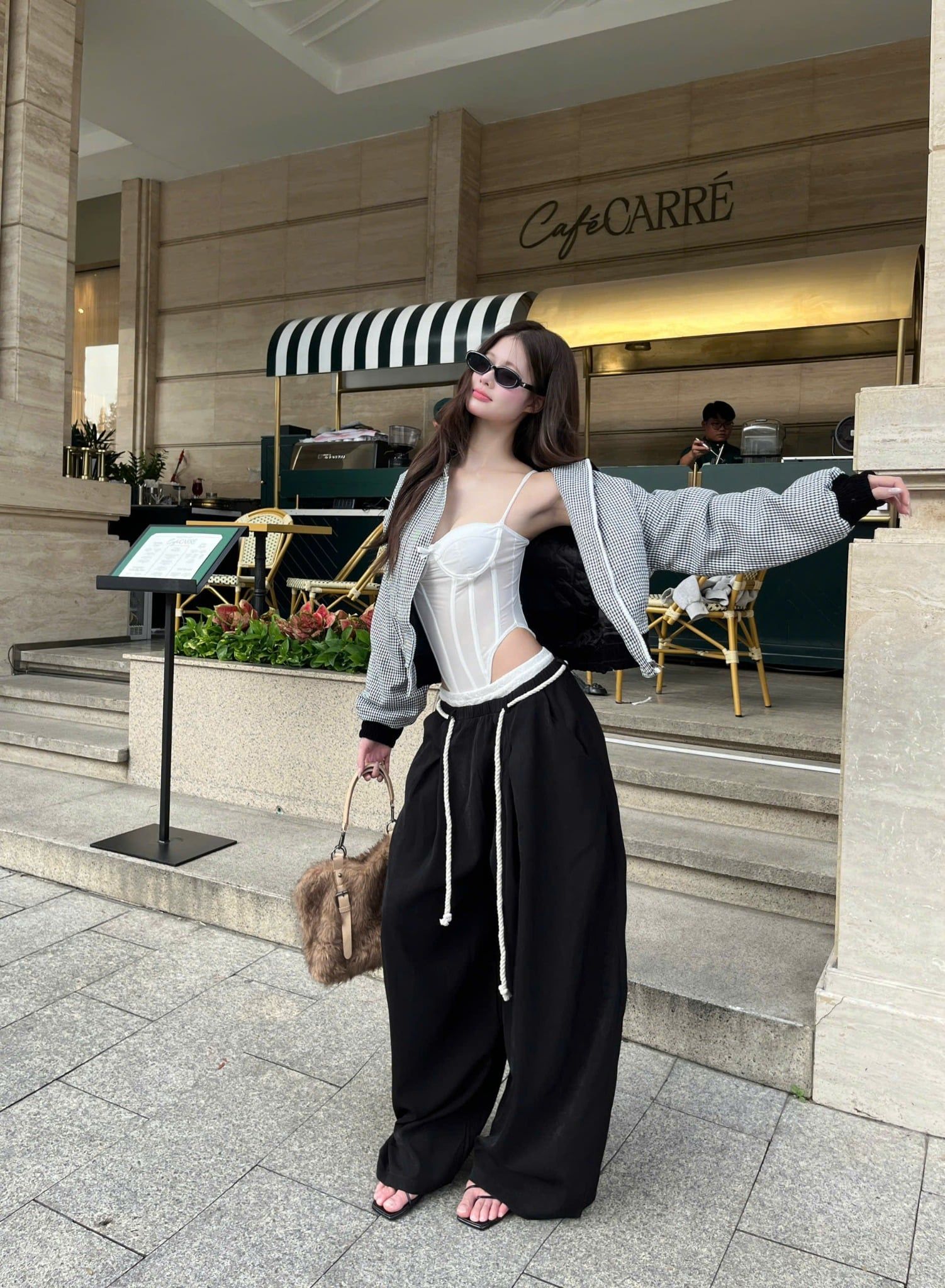  Quần tây ống rộng phối ren kèm dây đeo CABY - KILLSYSTEM 