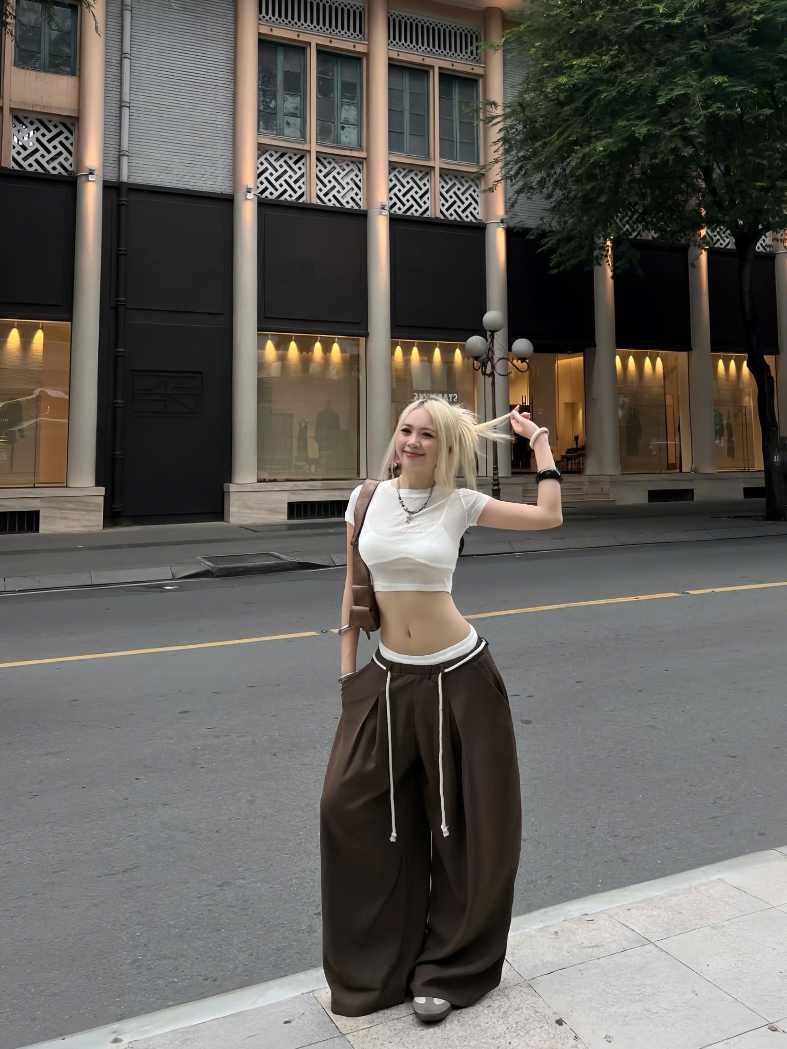  Quần tây ống rộng phối ren kèm dây đeo CABY - KILLSYSTEM 