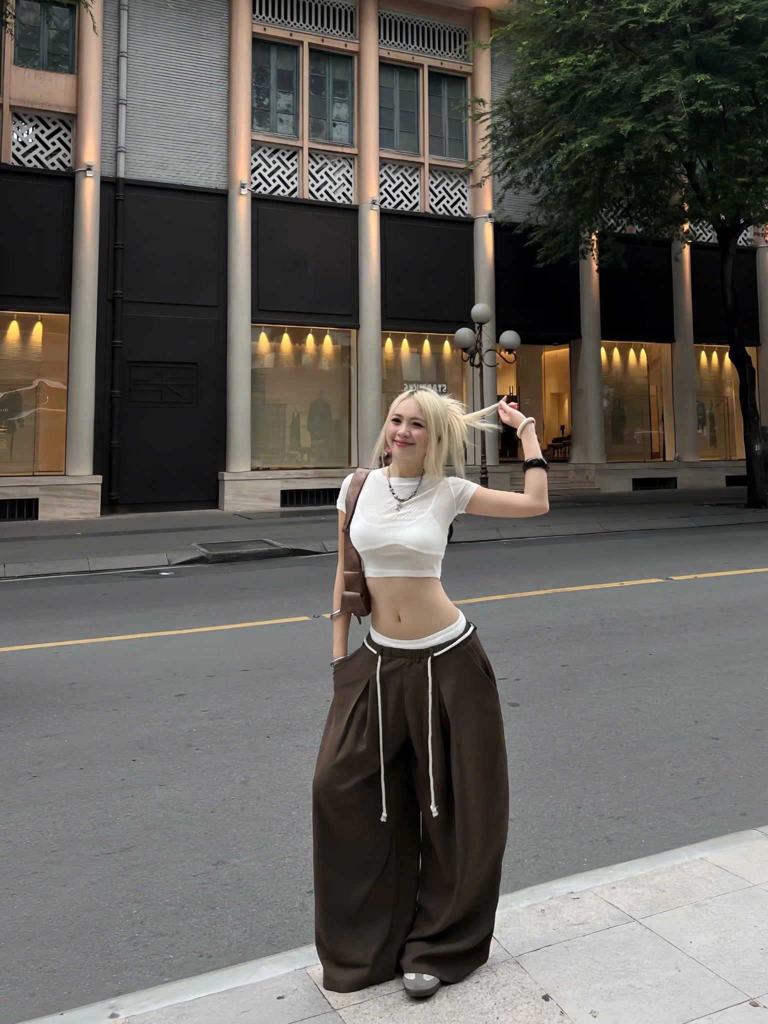  Quần tây ống rộng phối ren kèm dây đeo CABY - KILLSYSTEM 