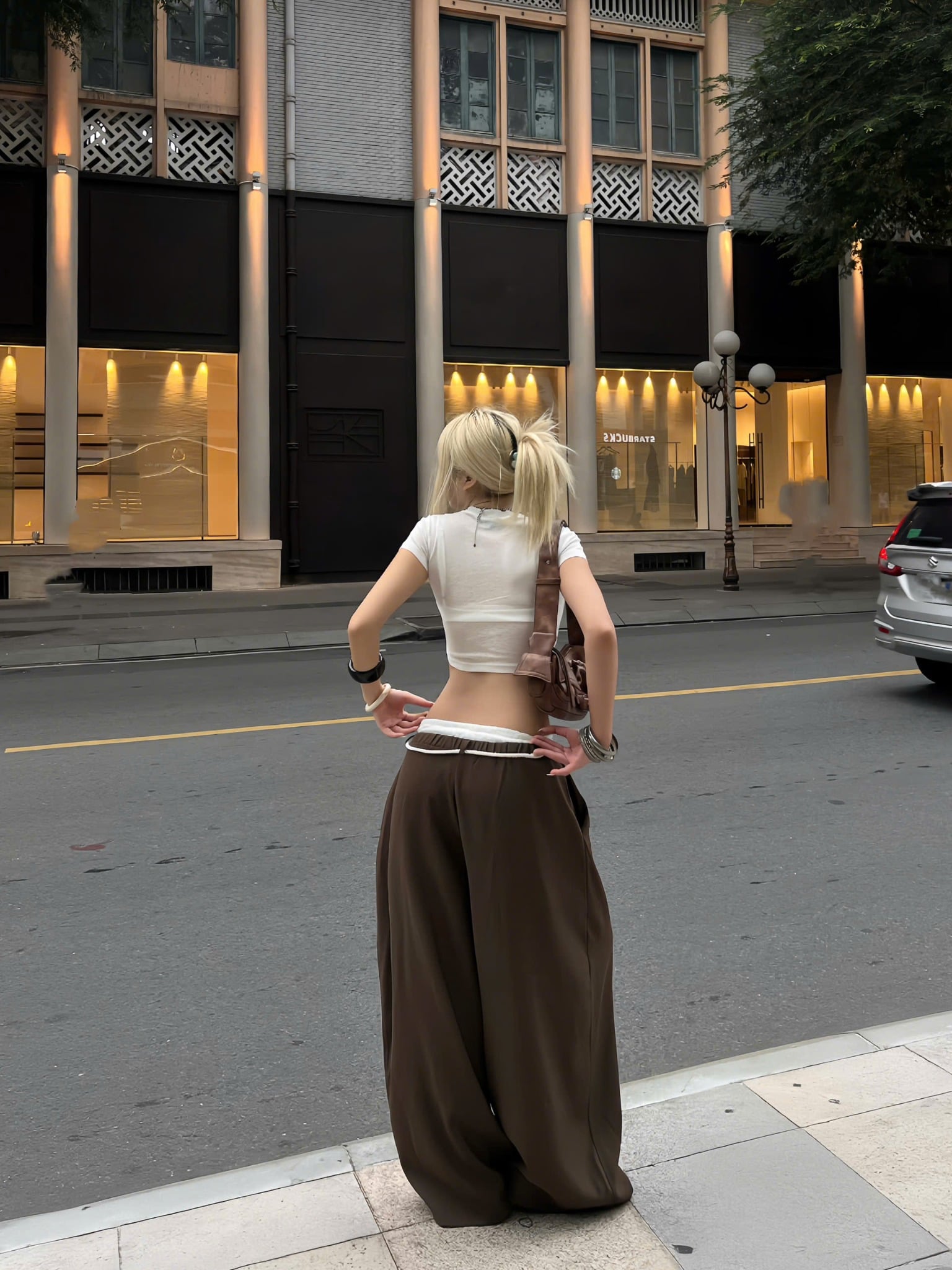  Quần tây ống rộng phối ren kèm dây đeo CABY - KILLSYSTEM 