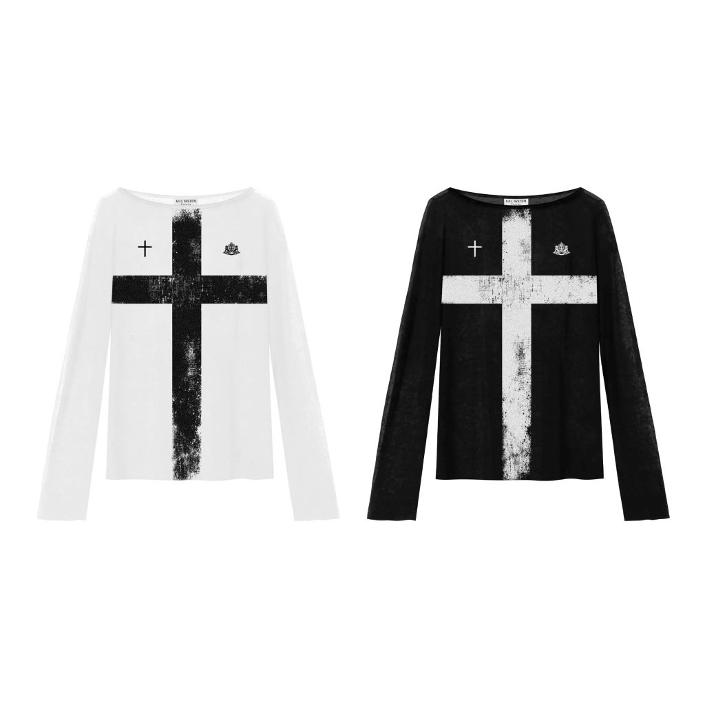  Áo thun tay dài xuyên thấu in hình thánh giá LYAN - KILLSYSTEM 