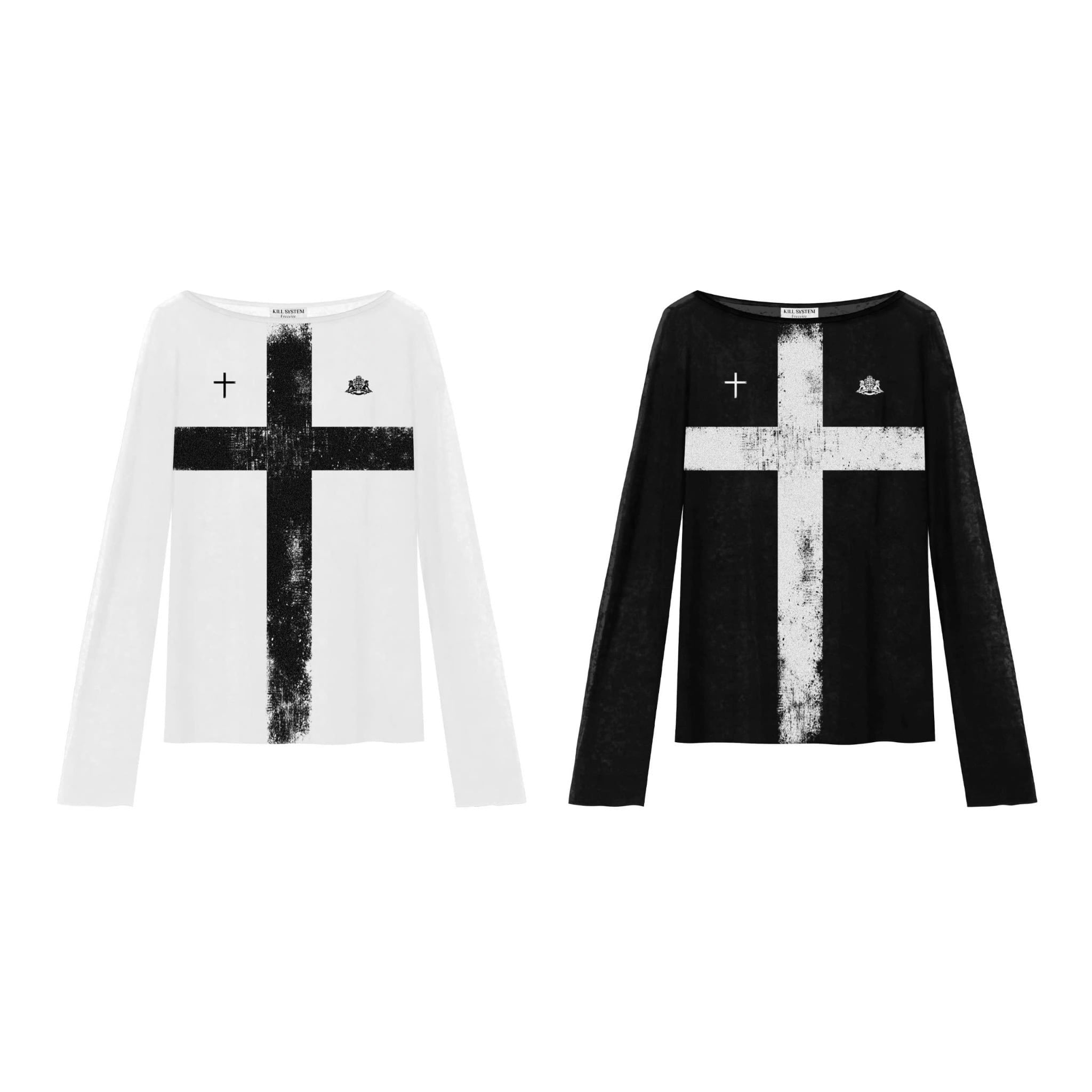  Áo thun tay dài xuyên thấu in hình thánh giá LYAN - KILLSYSTEM 