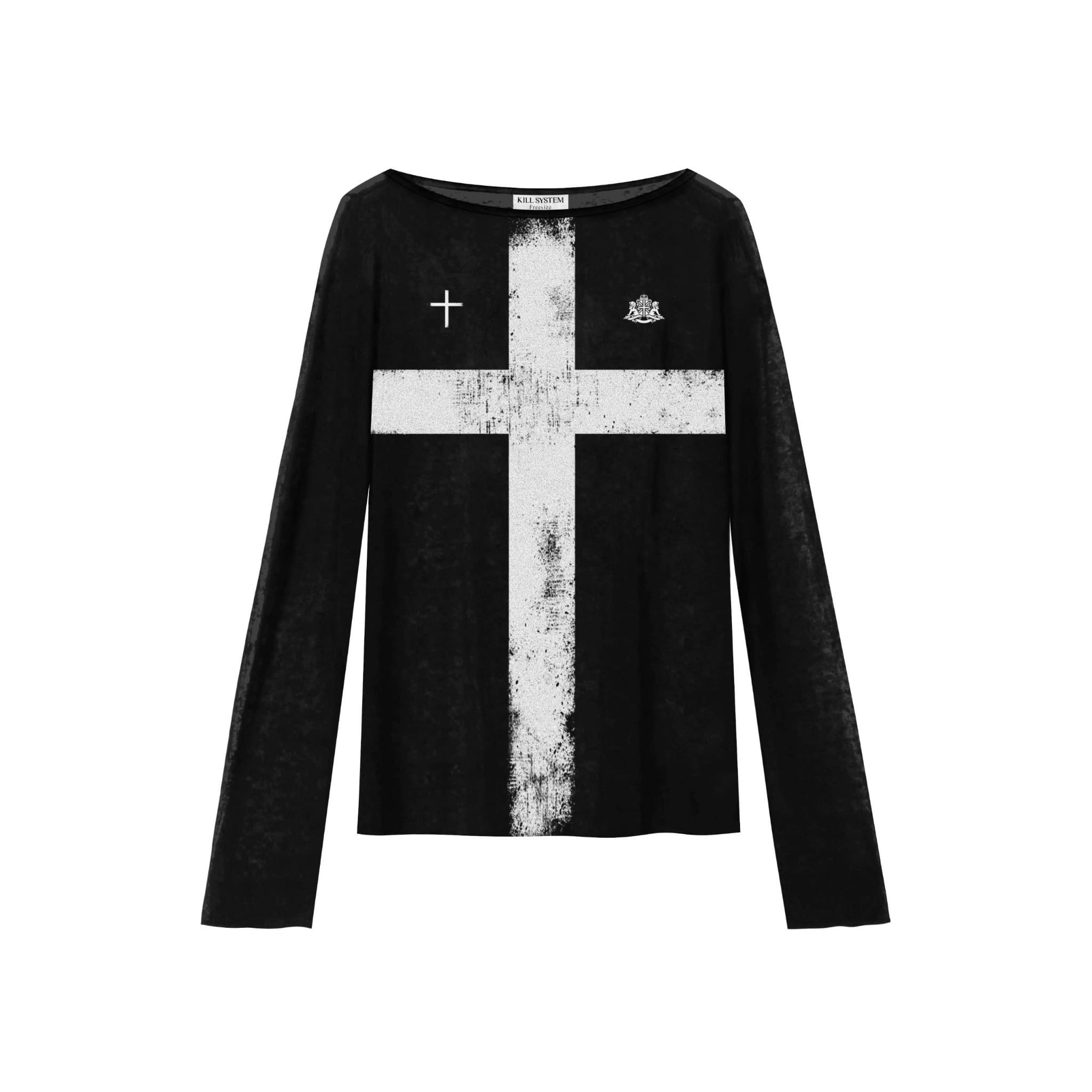 Áo thun tay dài xuyên thấu in hình thánh giá LYAN - KILLSYSTEM 