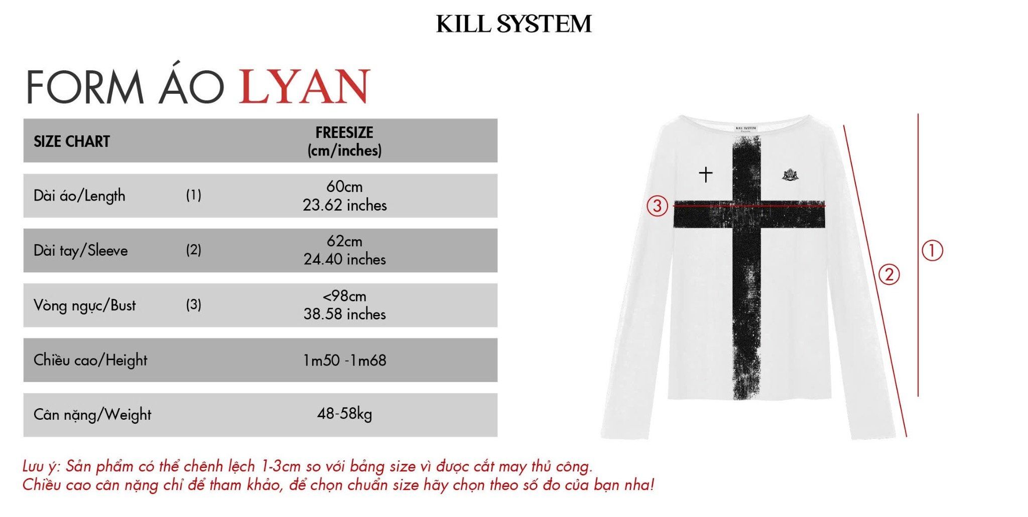  Áo thun tay dài xuyên thấu in hình thánh giá LYAN - KILLSYSTEM 