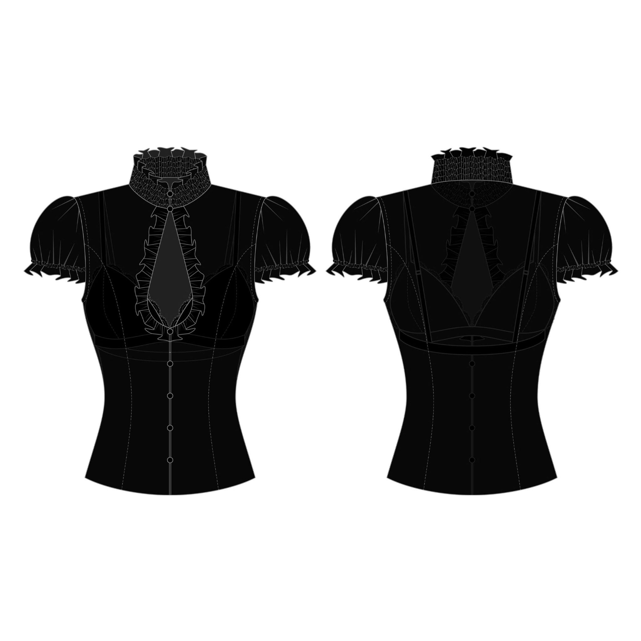  Áo tay phồng khoét cổ kèm bra WINTER - KILLSYSTEM 