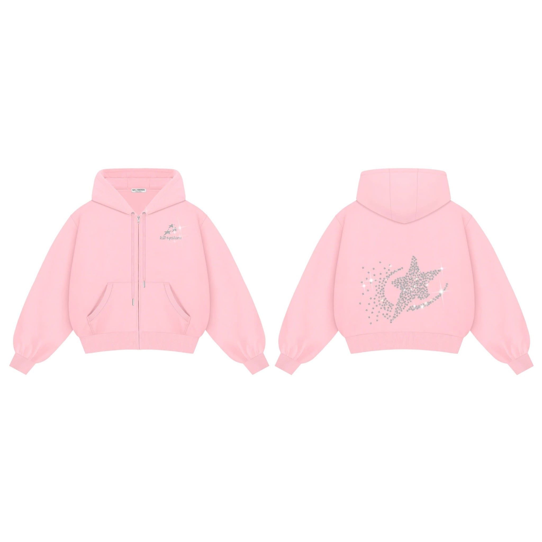  Áo hoodie zip nỉ form boxy in nhũ SUPER STAR - KILLSYSTEM 