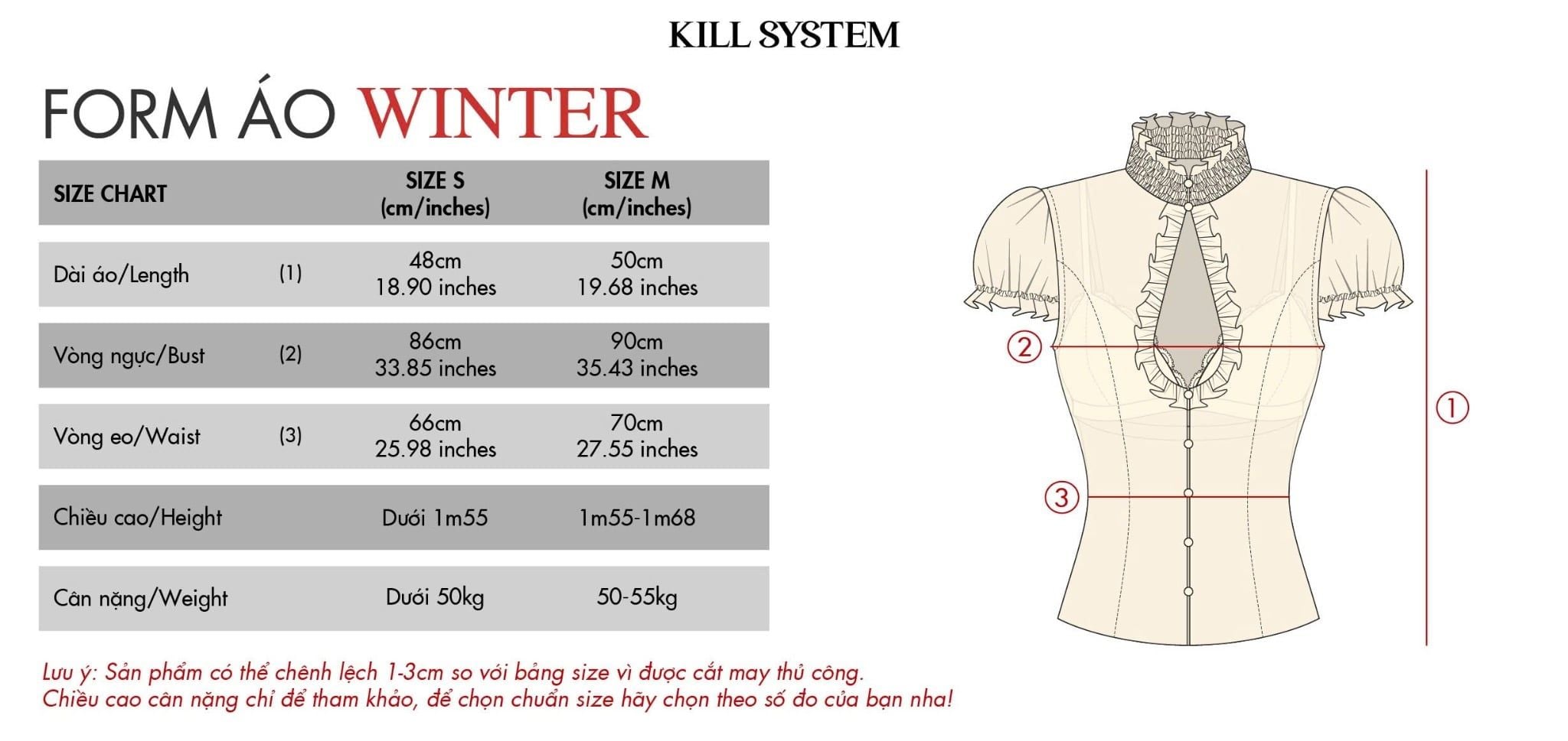 Áo tay phồng khoét cổ kèm bra WINTER - KILLSYSTEM 