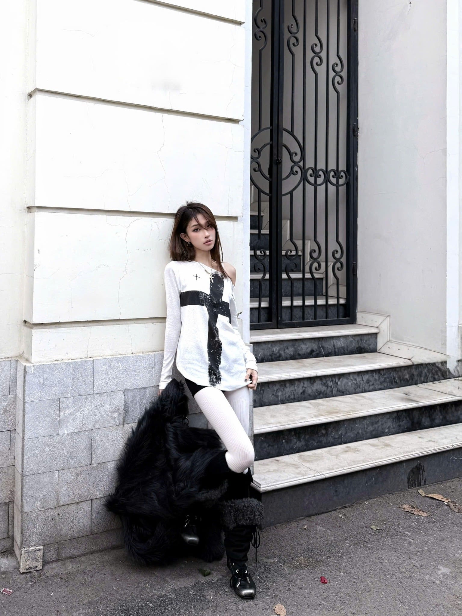  Áo thun tay dài xuyên thấu in hình thánh giá LYAN - KILLSYSTEM 