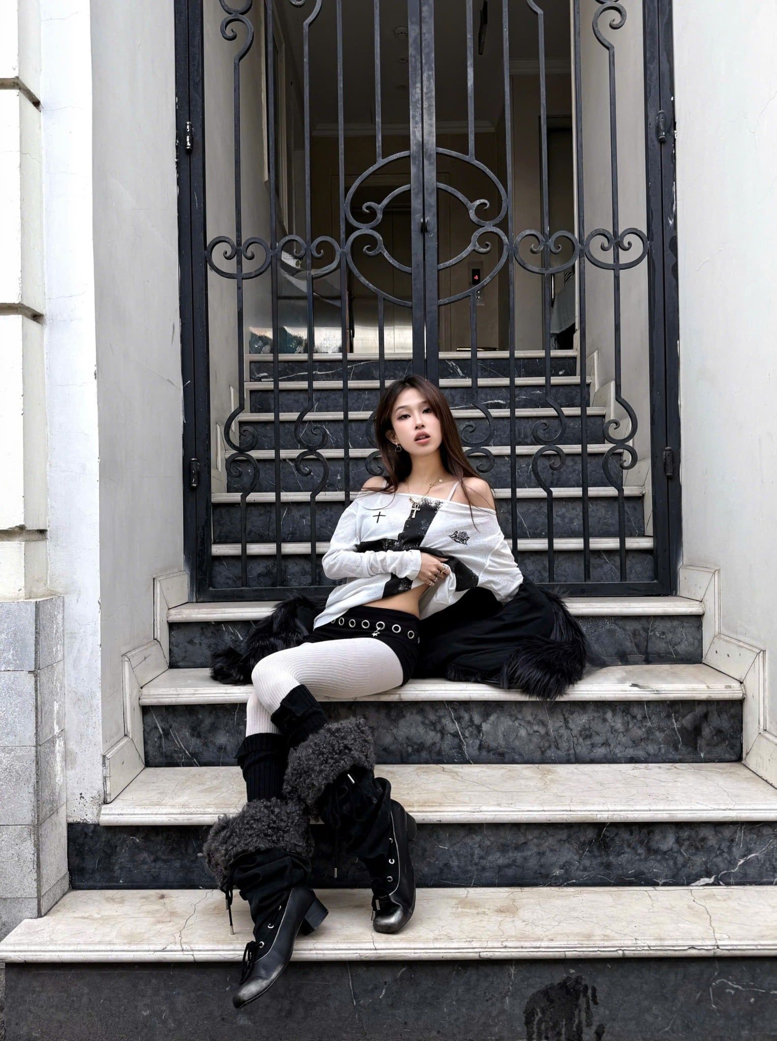  Áo thun tay dài xuyên thấu in hình thánh giá LYAN - KILLSYSTEM 