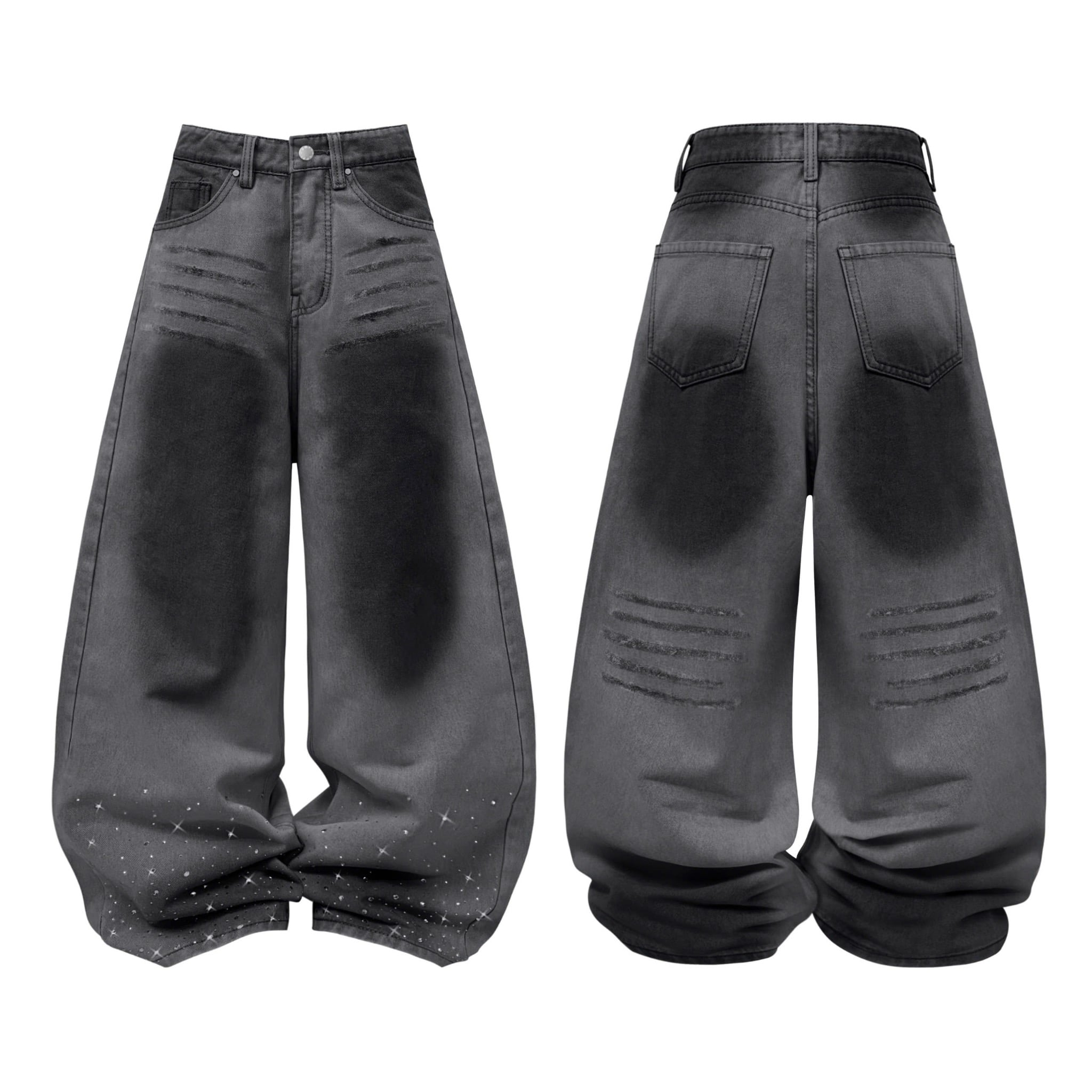  Quần jeans wash đính đá lấp lánh RAVEN - KILLSYSTEM 