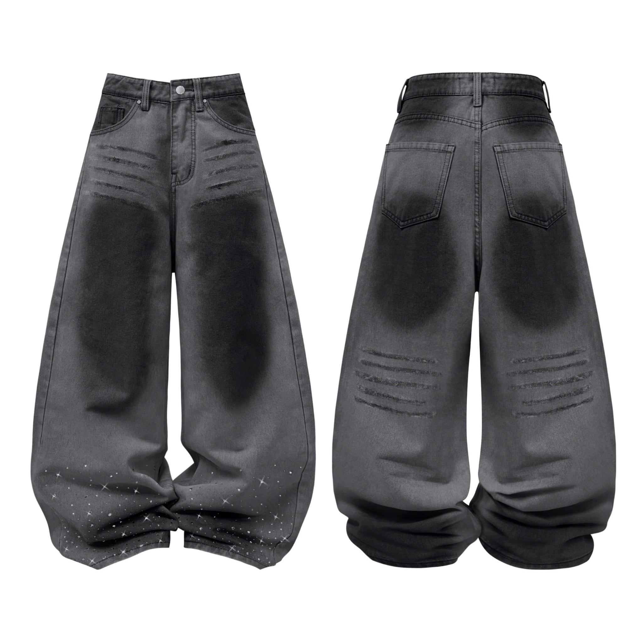  Quần jeans wash đính đá lấp lánh RAVEN - KILLSYSTEM 