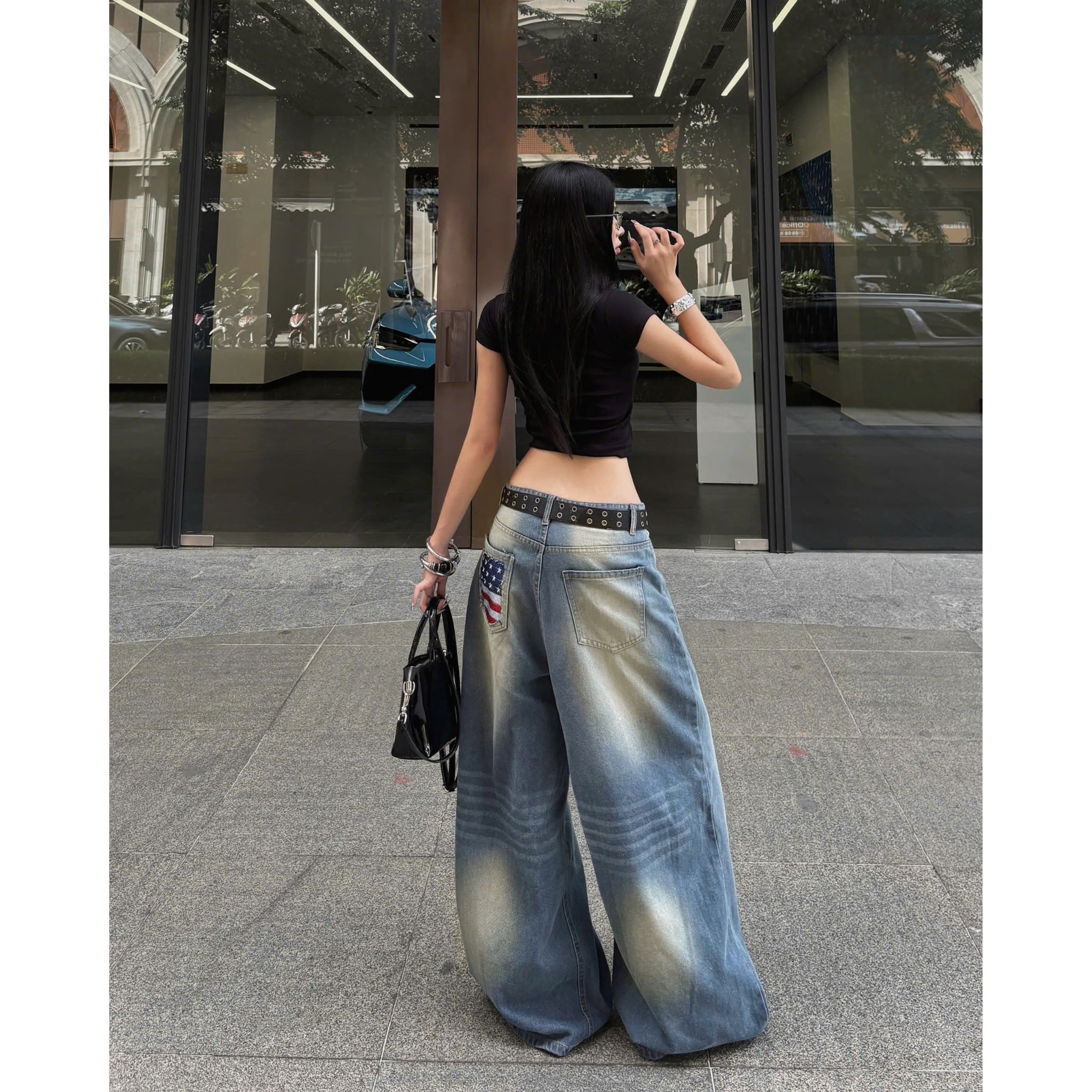  Quần jeans thêu cờ Mỹ ống rộng USA - KILLSYSTEM 