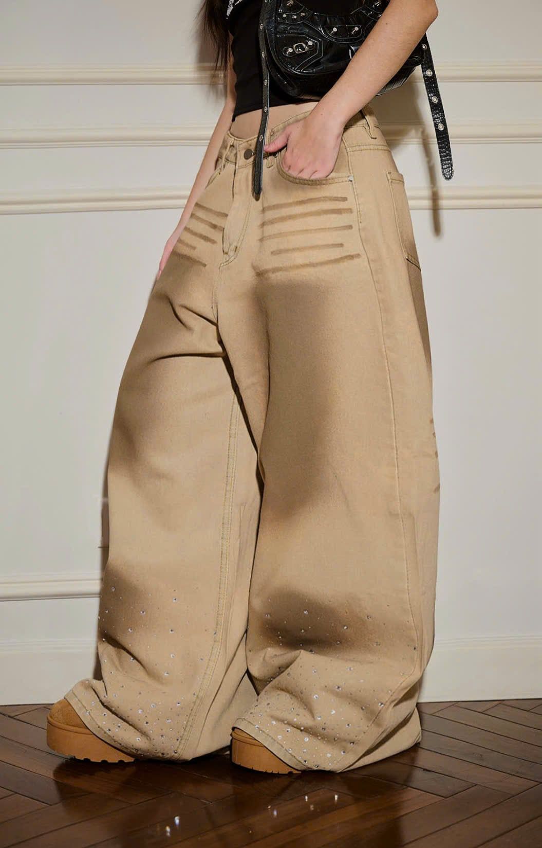  Quần jeans wash đính đá lấp lánh RAVEN - KILLSYSTEM 