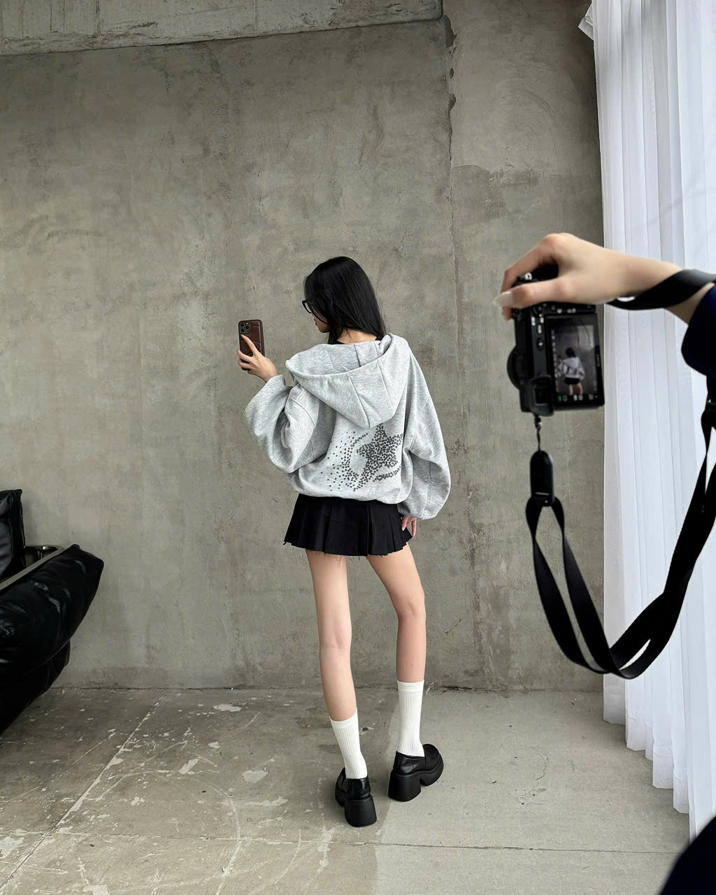  Áo hoodie zip nỉ form boxy in nhũ SUPER STAR - KILLSYSTEM 