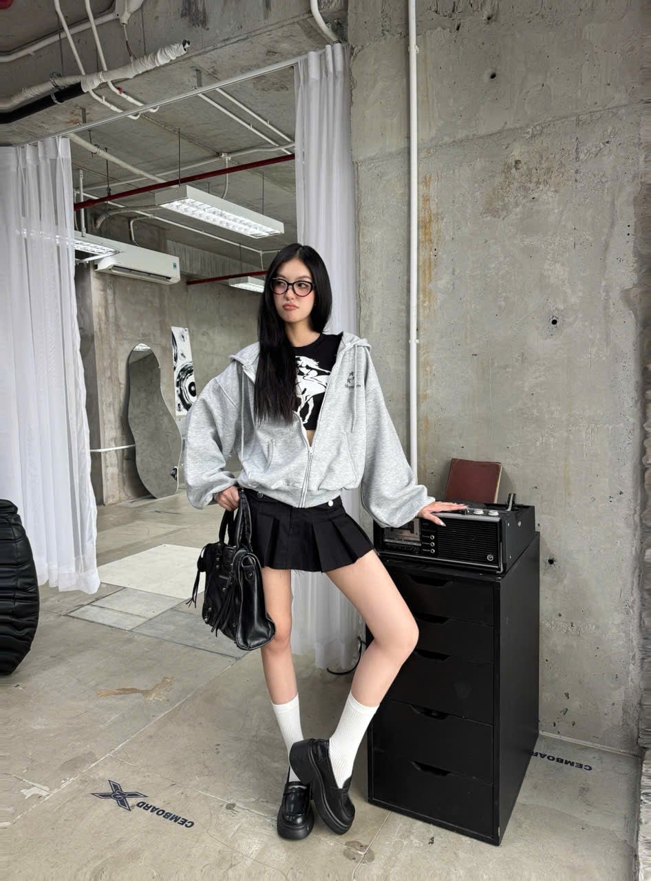  Áo hoodie zip nỉ form boxy in nhũ SUPER STAR - KILLSYSTEM 