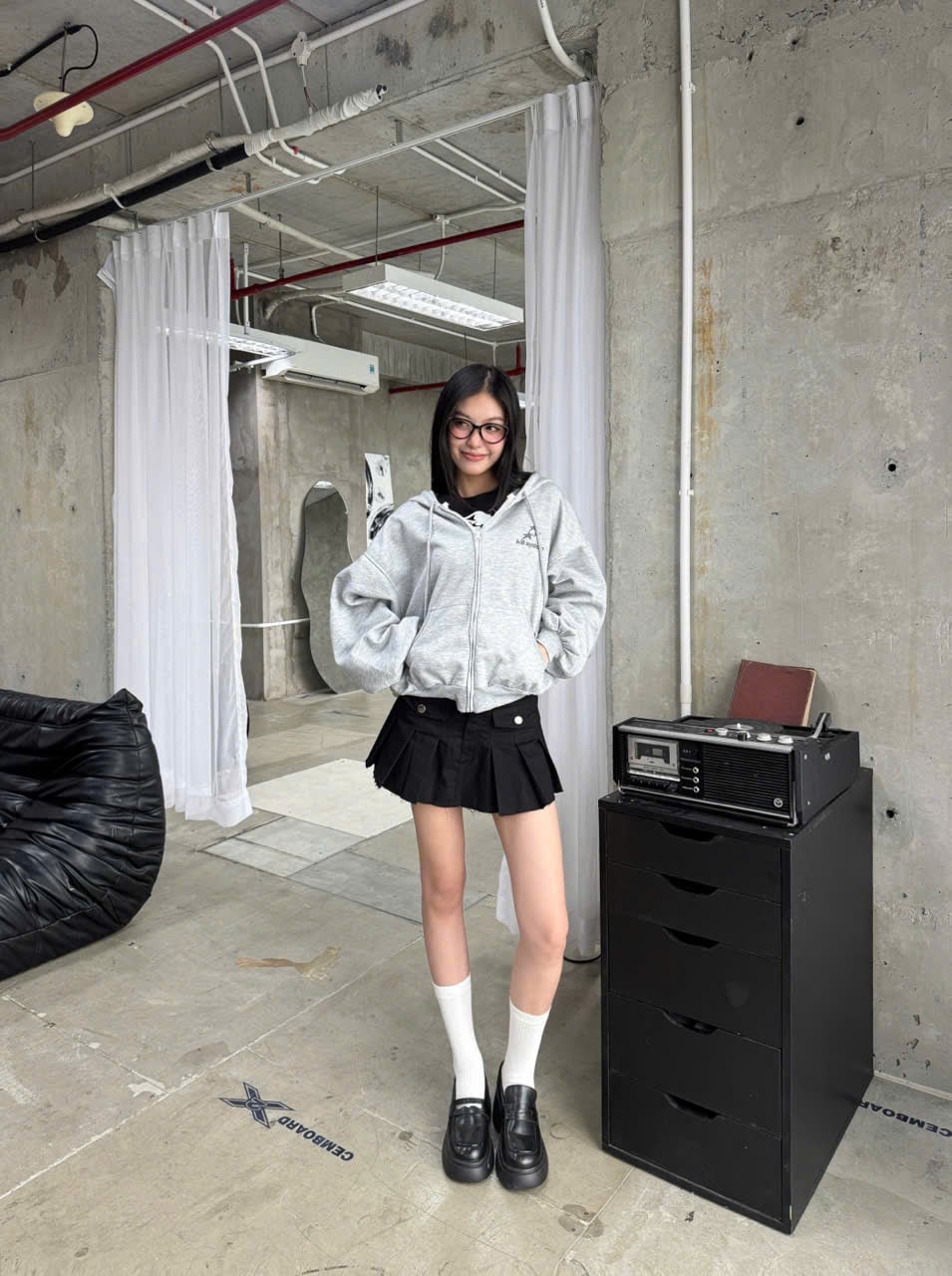  Áo hoodie zip nỉ form boxy in nhũ SUPER STAR - KILLSYSTEM 