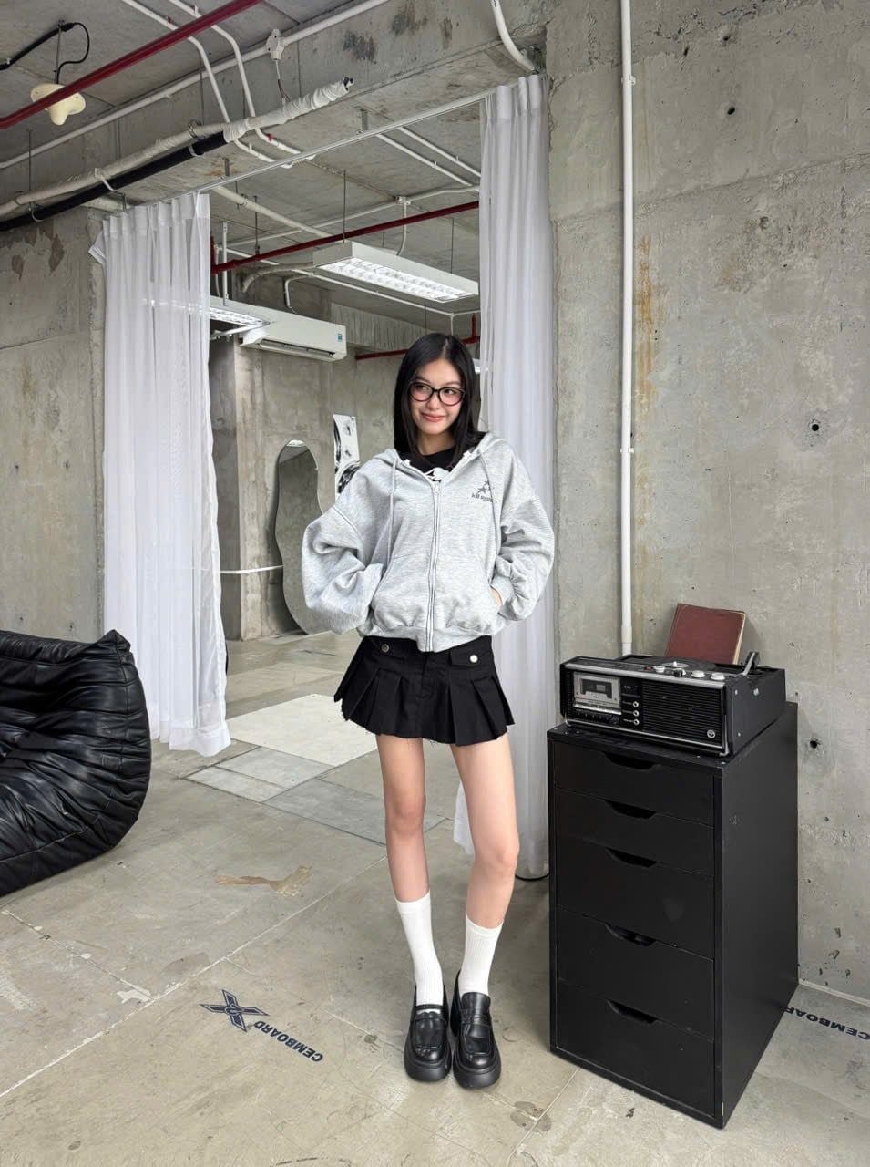  Áo hoodie zip nỉ form boxy in nhũ SUPER STAR - KILLSYSTEM 