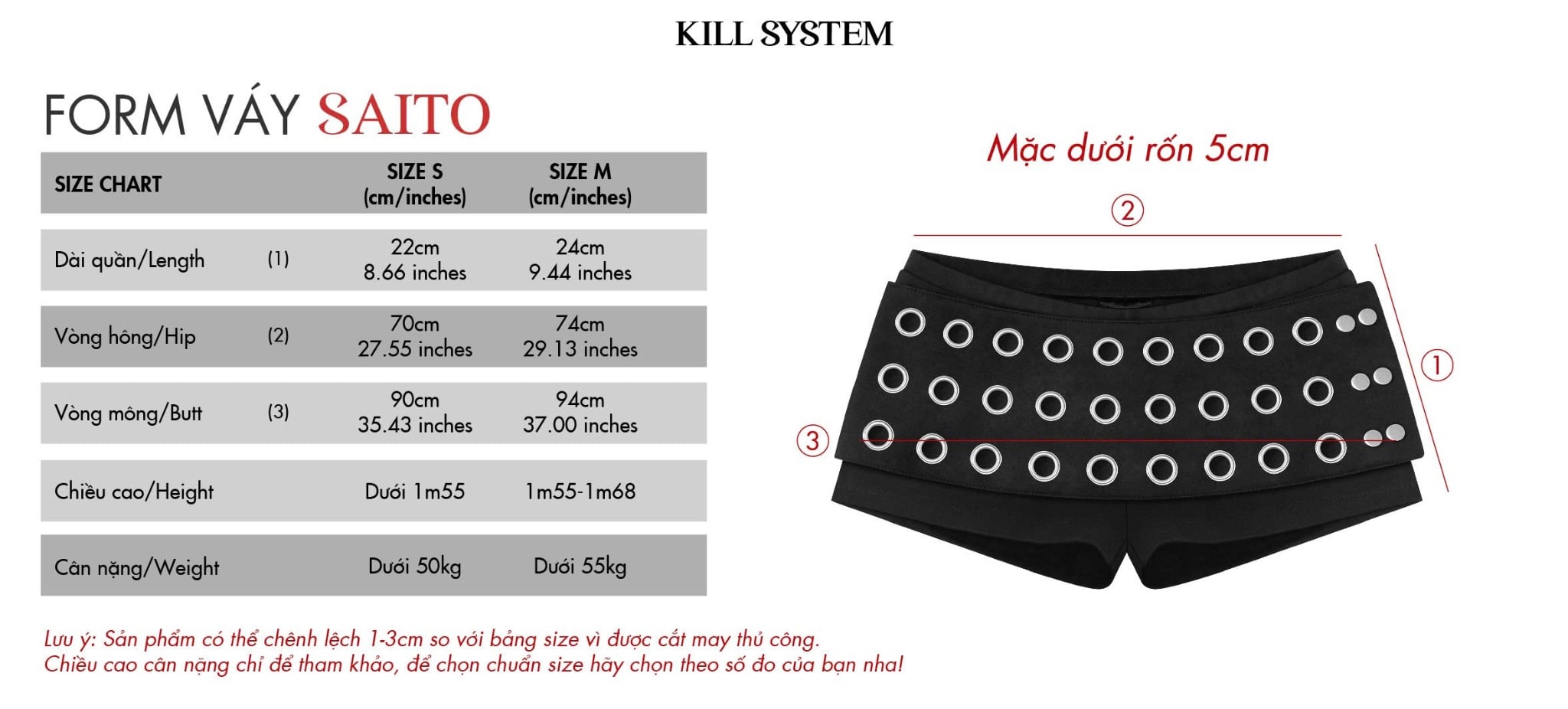  Quần short umi đính khoen siêu ôm SAITO - KILLSYSTEM 